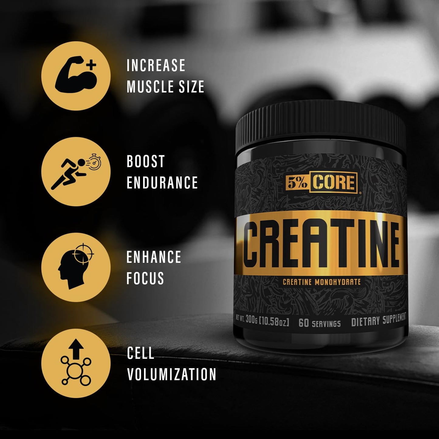 5% Nutrition Core Creatine Micronized Creatine Monohydrate Powder 10.58 Ounce