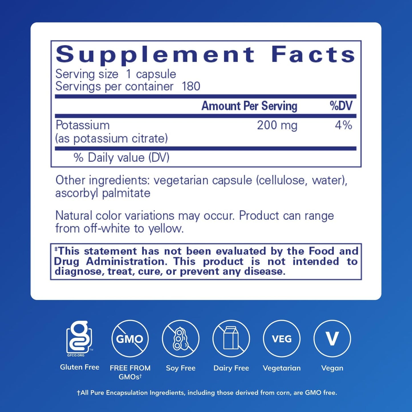 Pure Encapsulations Potassium (Citrate) Essential Electrolyte Supplement to Support Nerve & Muscle Function, Adrenals, Hormones, Heart Health & Energy - Potassium Citrate Capsule, 180 Capsules