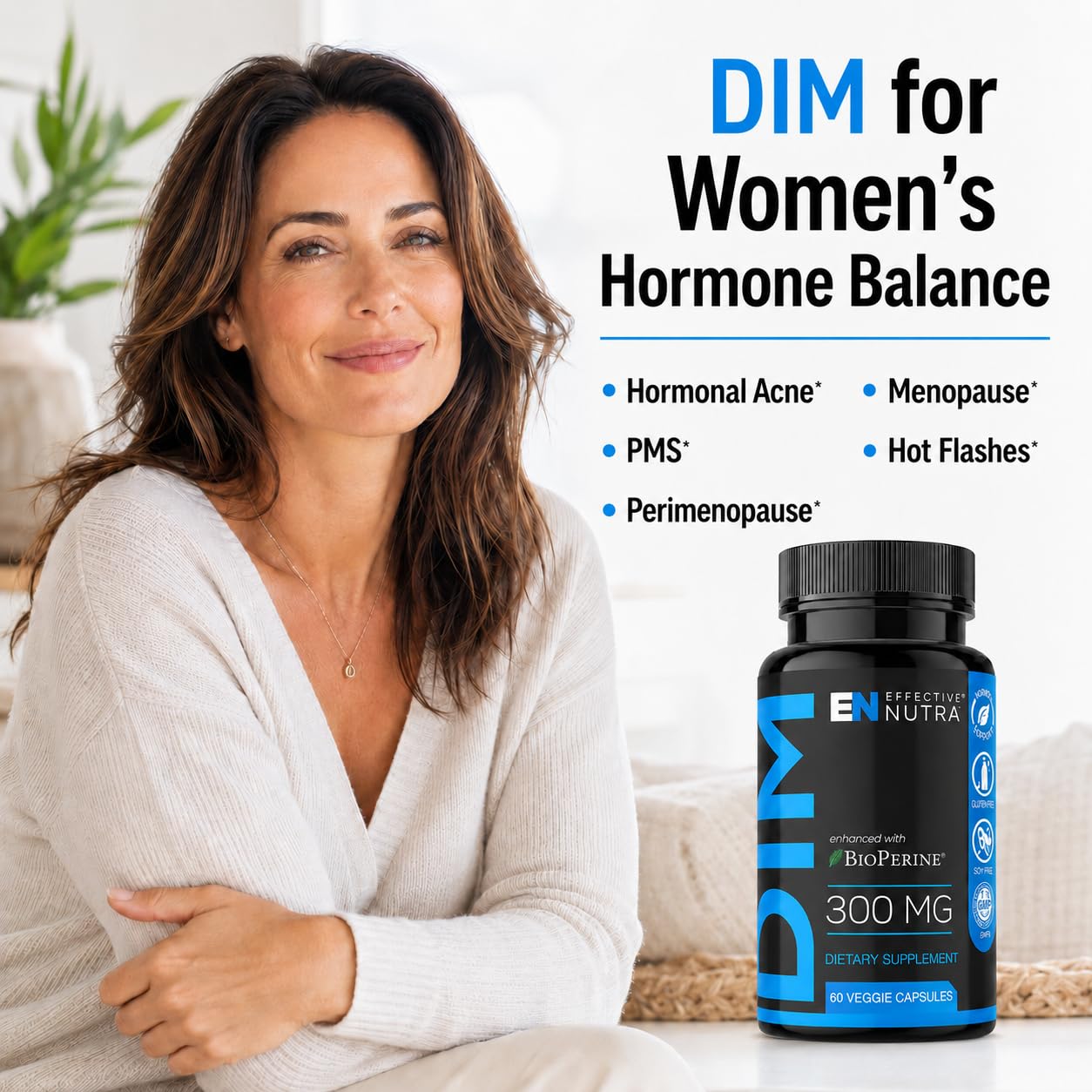 Effective Nutra DIM Supplement 300 mg with BioPerine 120 Capsules