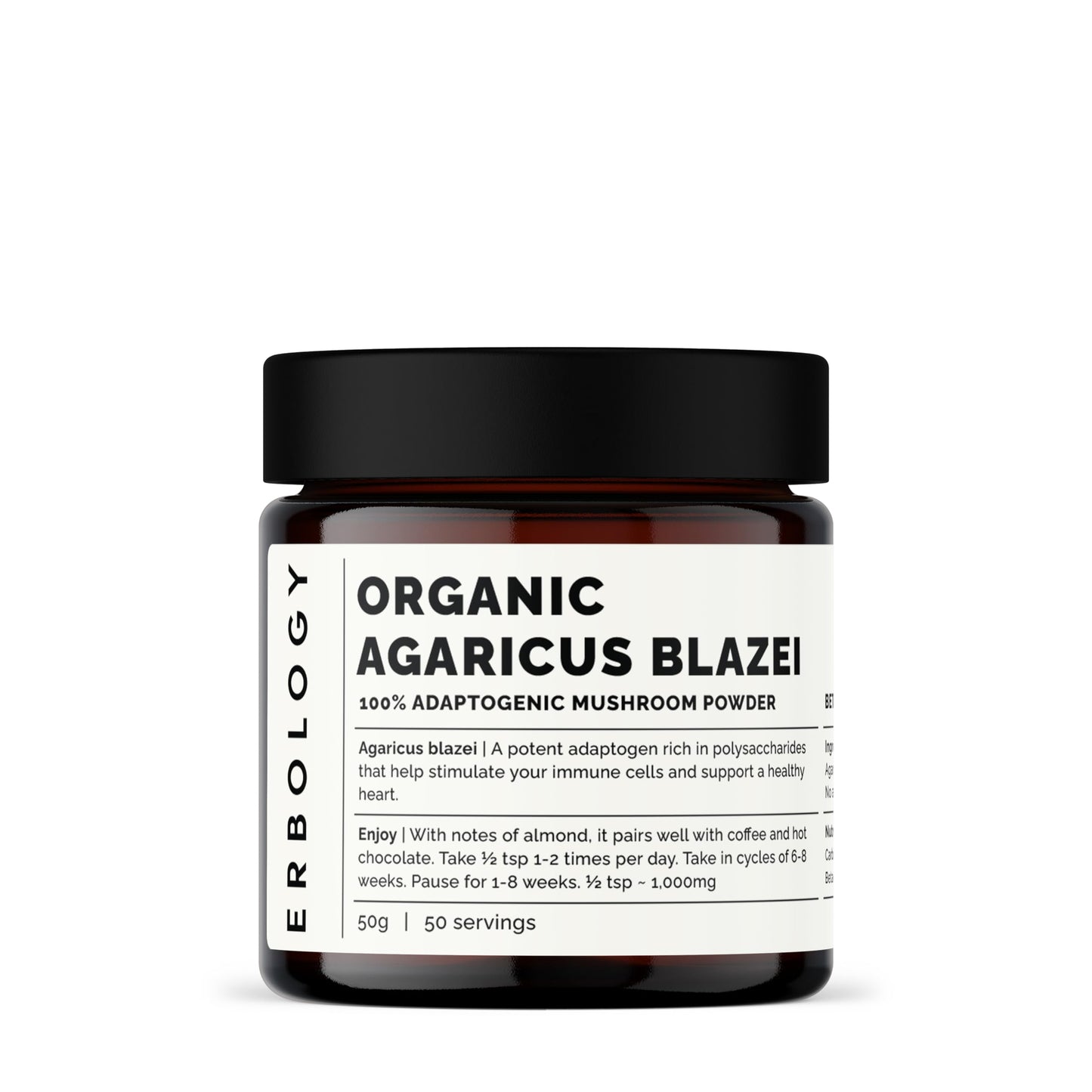 Erbology Organic Agaricus Blazei Mushroom Powder 1.8 oz