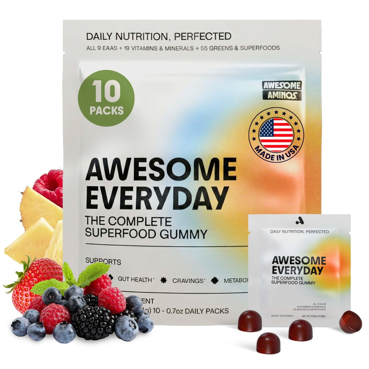 Awesome Aminos Everyday Essential Daily Nutrition Gummies 10 Count
