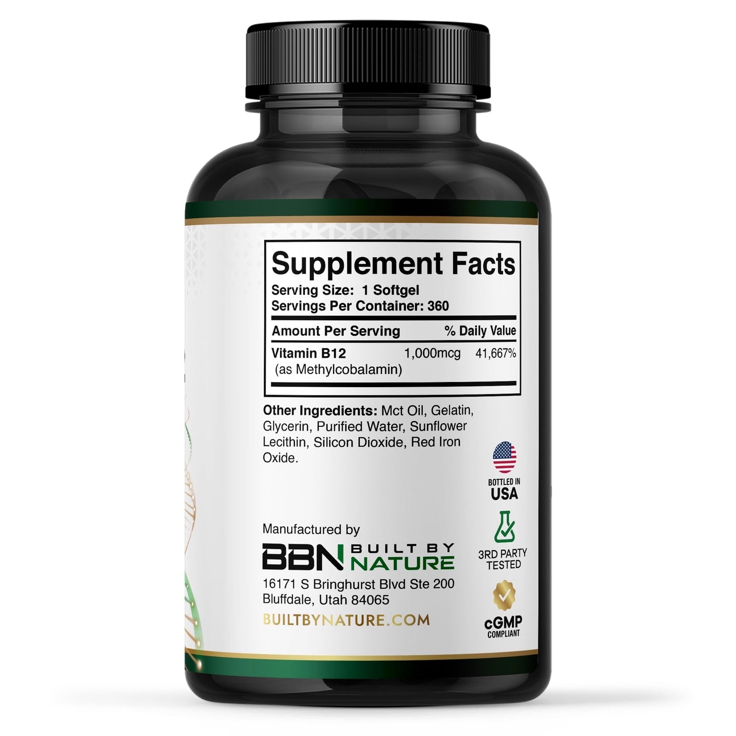 Built by Nature Vitamin B12 1000 mcg Methylcobalamin Softgels 360 Count