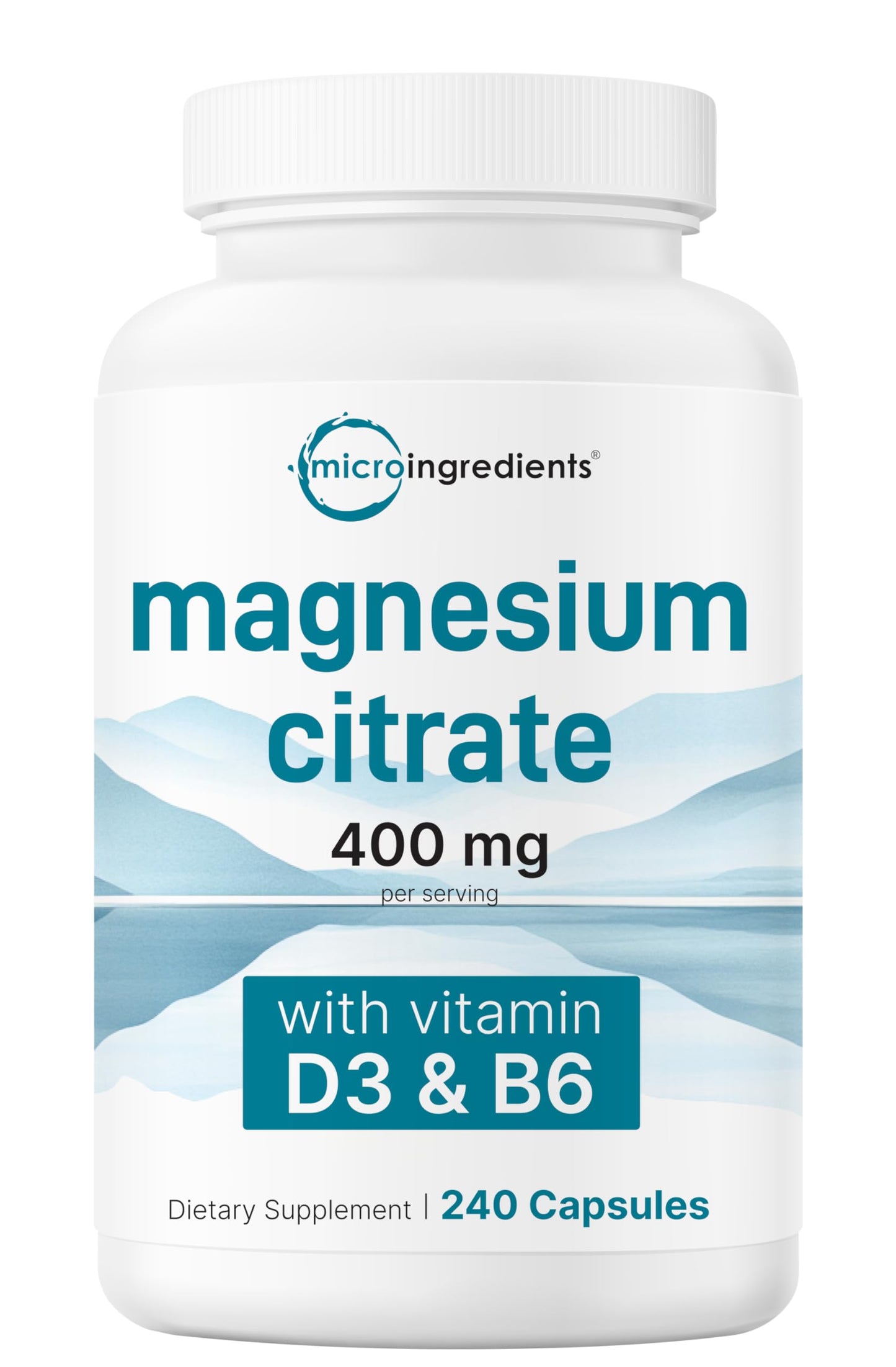 Micro Ingredients Magnesium Citrate 400mg Capsules, 240 Count
