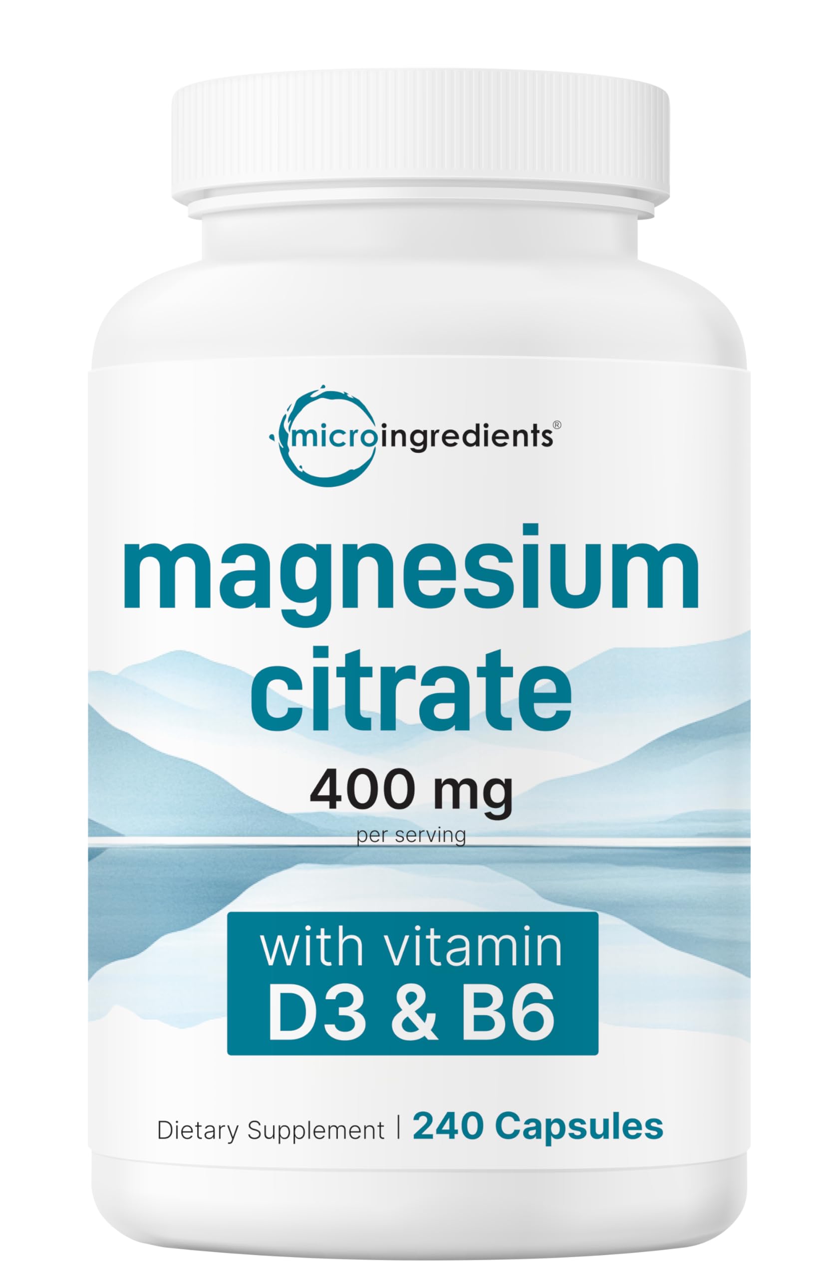 Micro Ingredients Magnesium Citrate 400mg with Vitamin D3 1000IU & B6 Capsules 240 Count