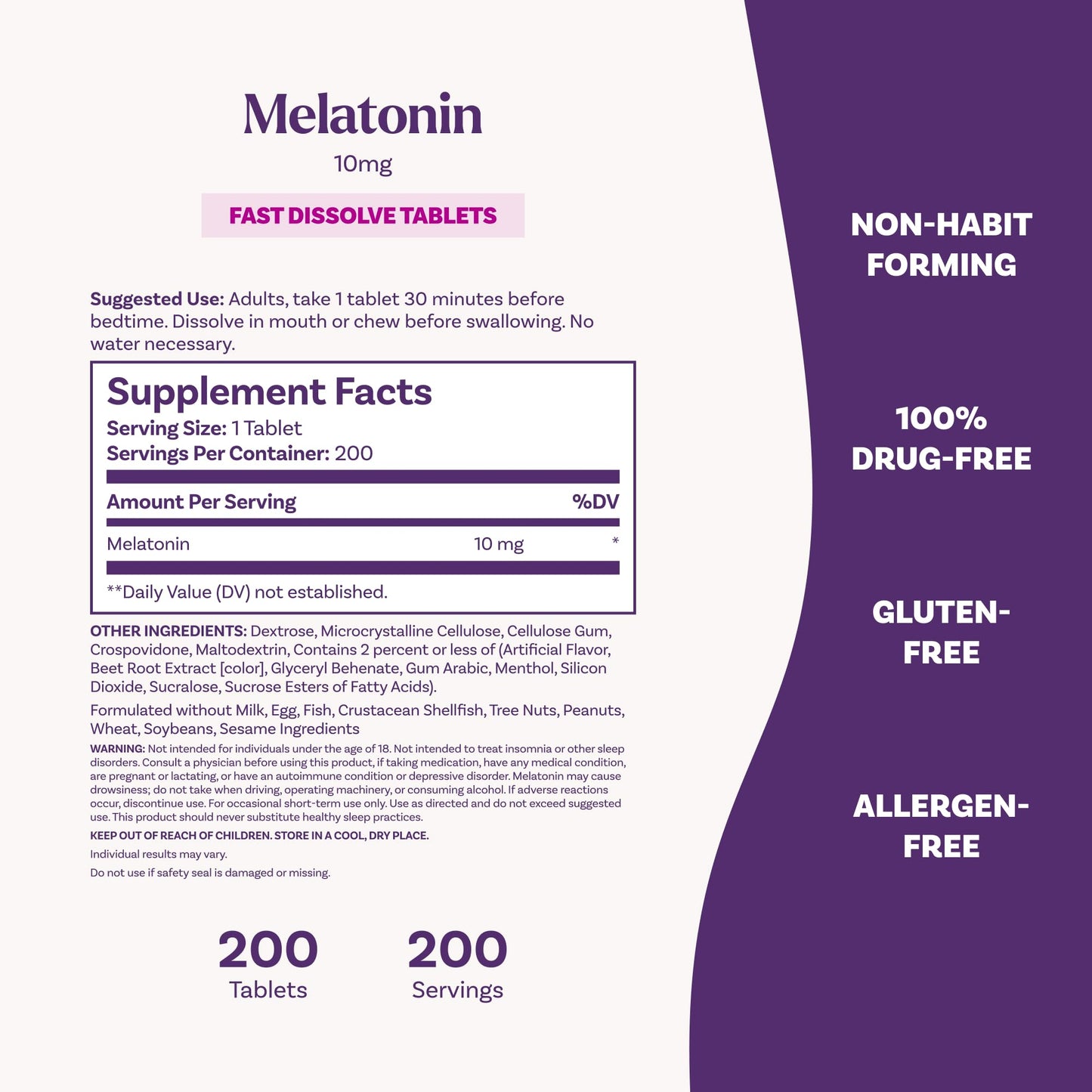 Natrol Melatonin 10mg Fast Dissolve Tablets 200 Tablets