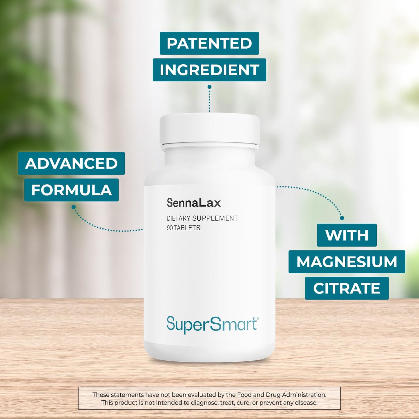 Supersmart SennaLax Advanced Formula Senna Leaf Extract Supplement with Magnesium Citrate, 90 Tablets