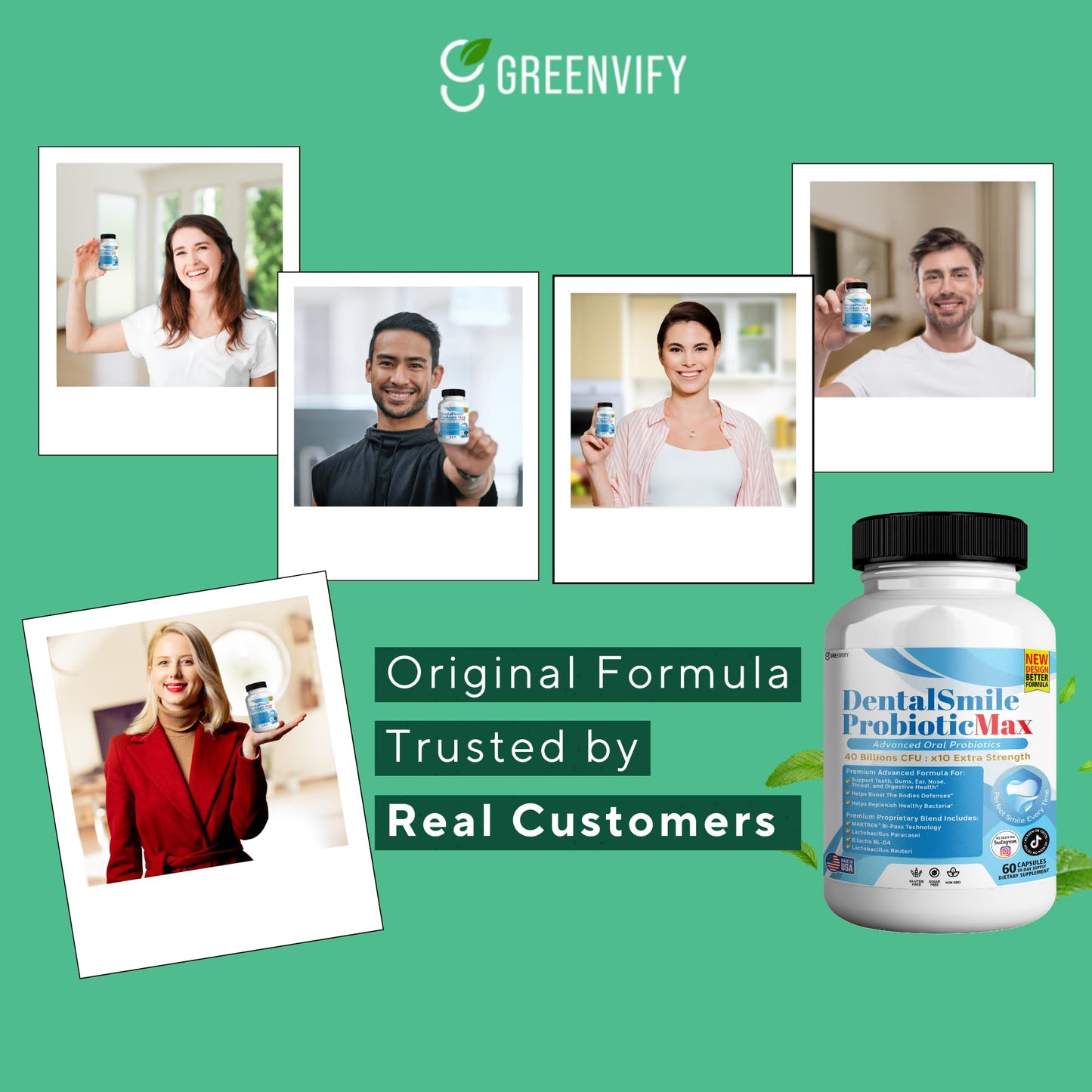 GREENVIFY DentalSmile ProbioticMax, Advanced Oral Probiotic Supplement, 60 Capsules