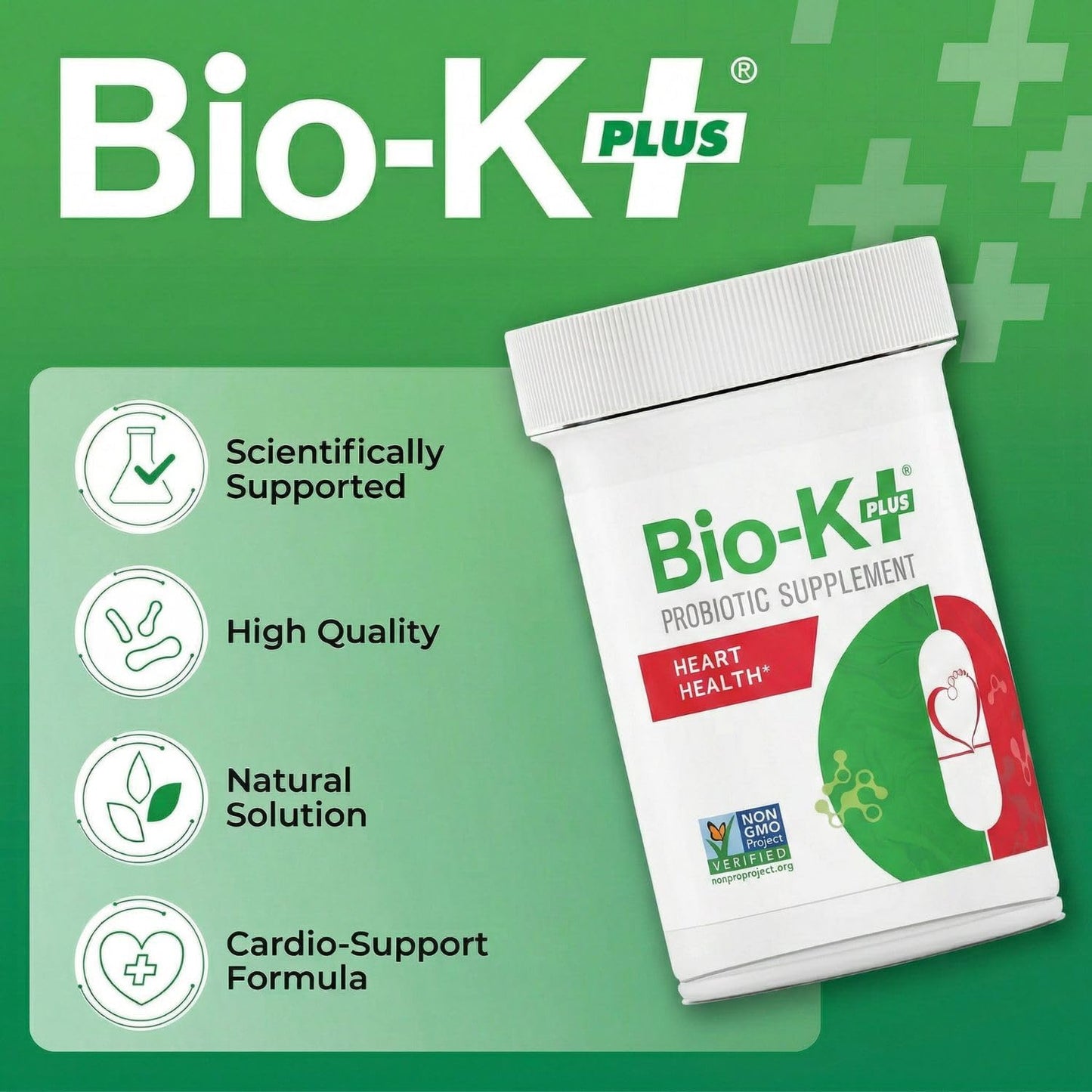 Bio-K Plus Heart Health Probiotic LRC Strain 5B CFU Vegan 60 Capsules