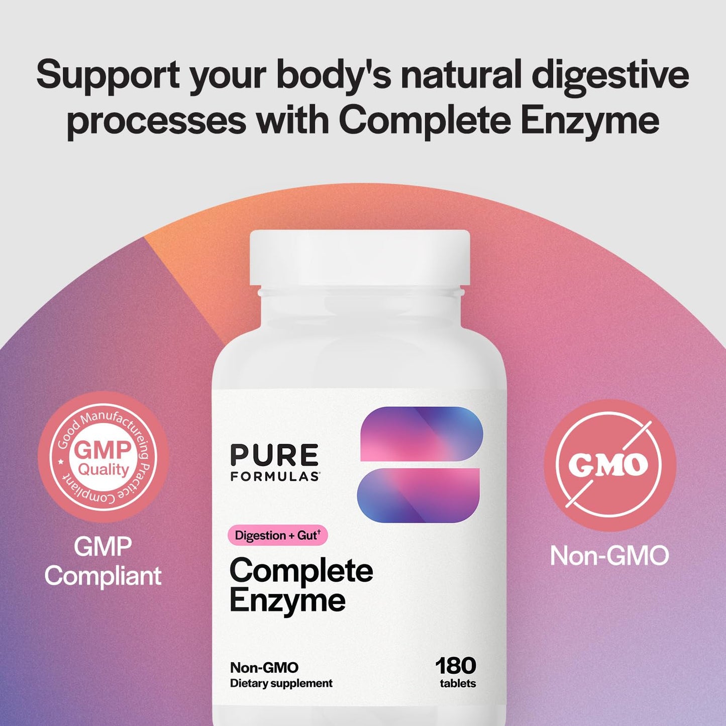 PureFormulas Complete Enzyme Pancreatic Enzymes Tablet, 180 Count