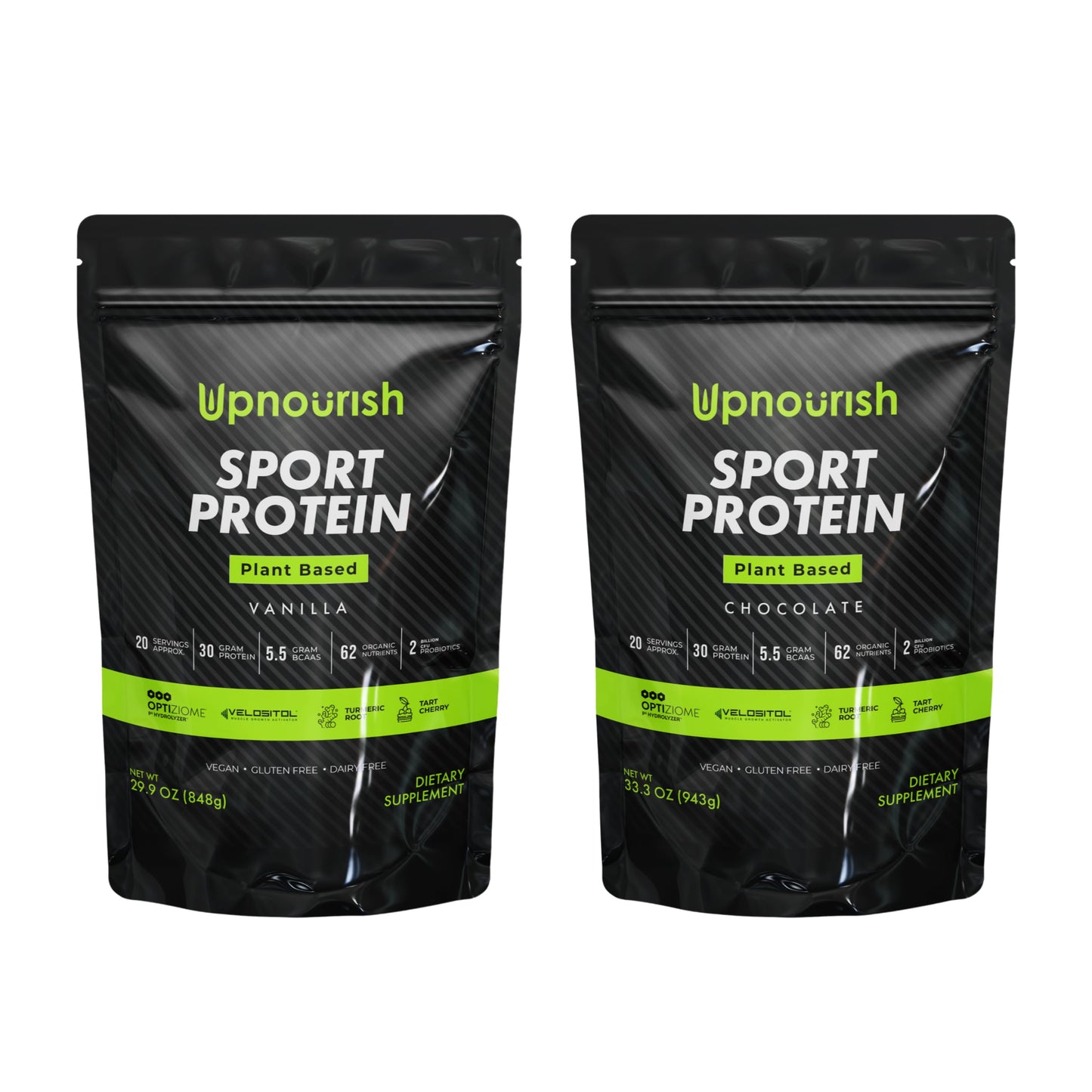 UpNourish Plant Based Sport Protein Powder Vanilla and Chocolate, 34.36