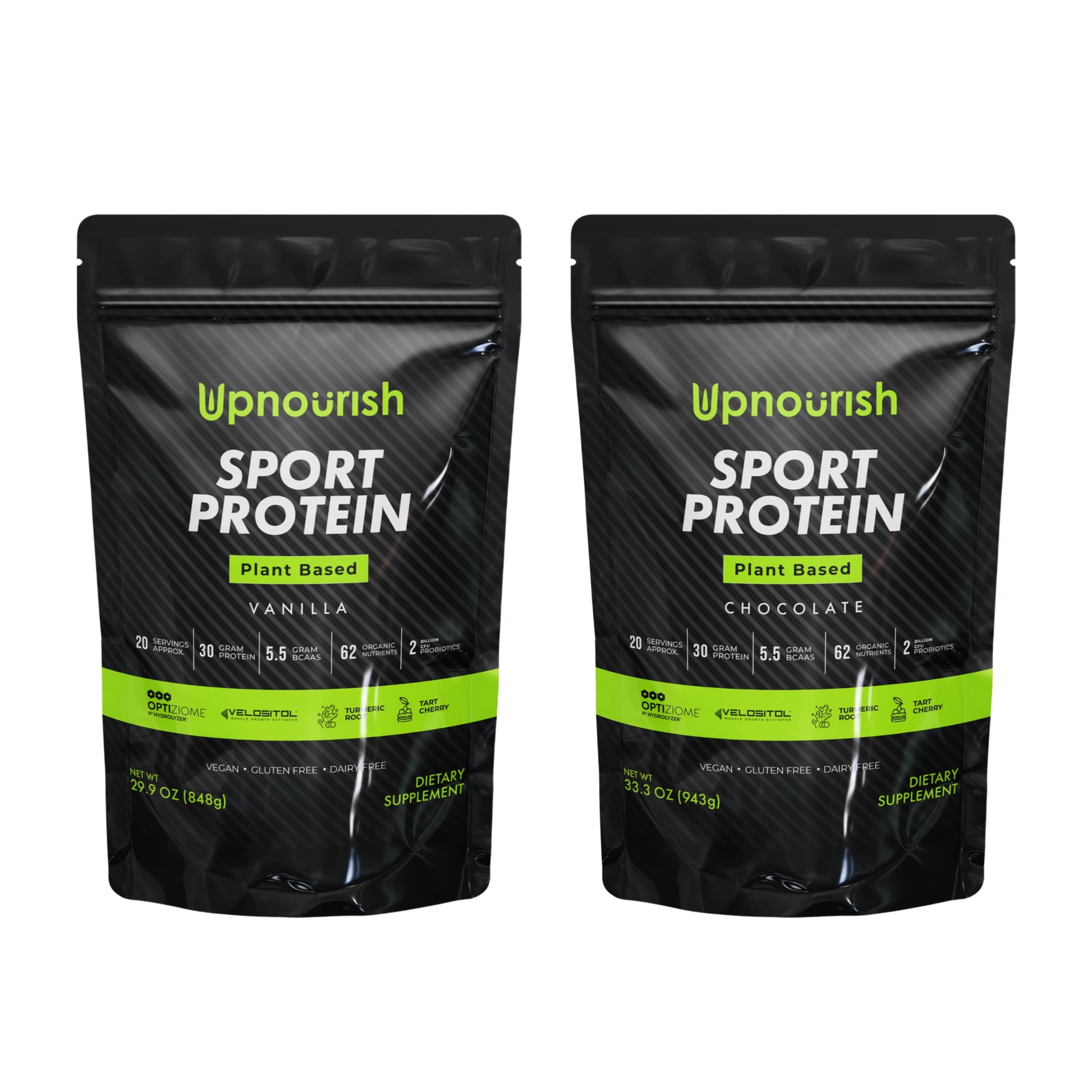 UpNourish Plant Based Sport Protein Powder Vanilla and Chocolate, 34.36
