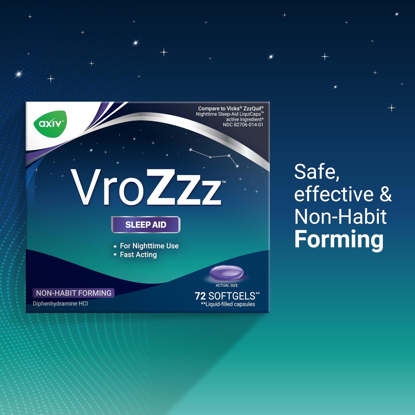 AXIV VrozZZ Nighttime Sleep Aid Softgels, 72 Softgels