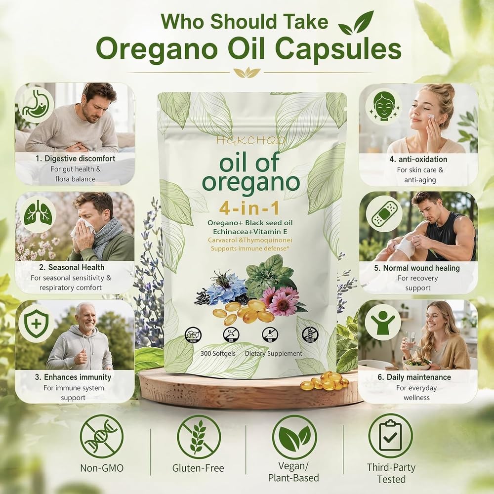 HGKCHQO Oil of Oregano 4-in-1 Softgels 300 Count