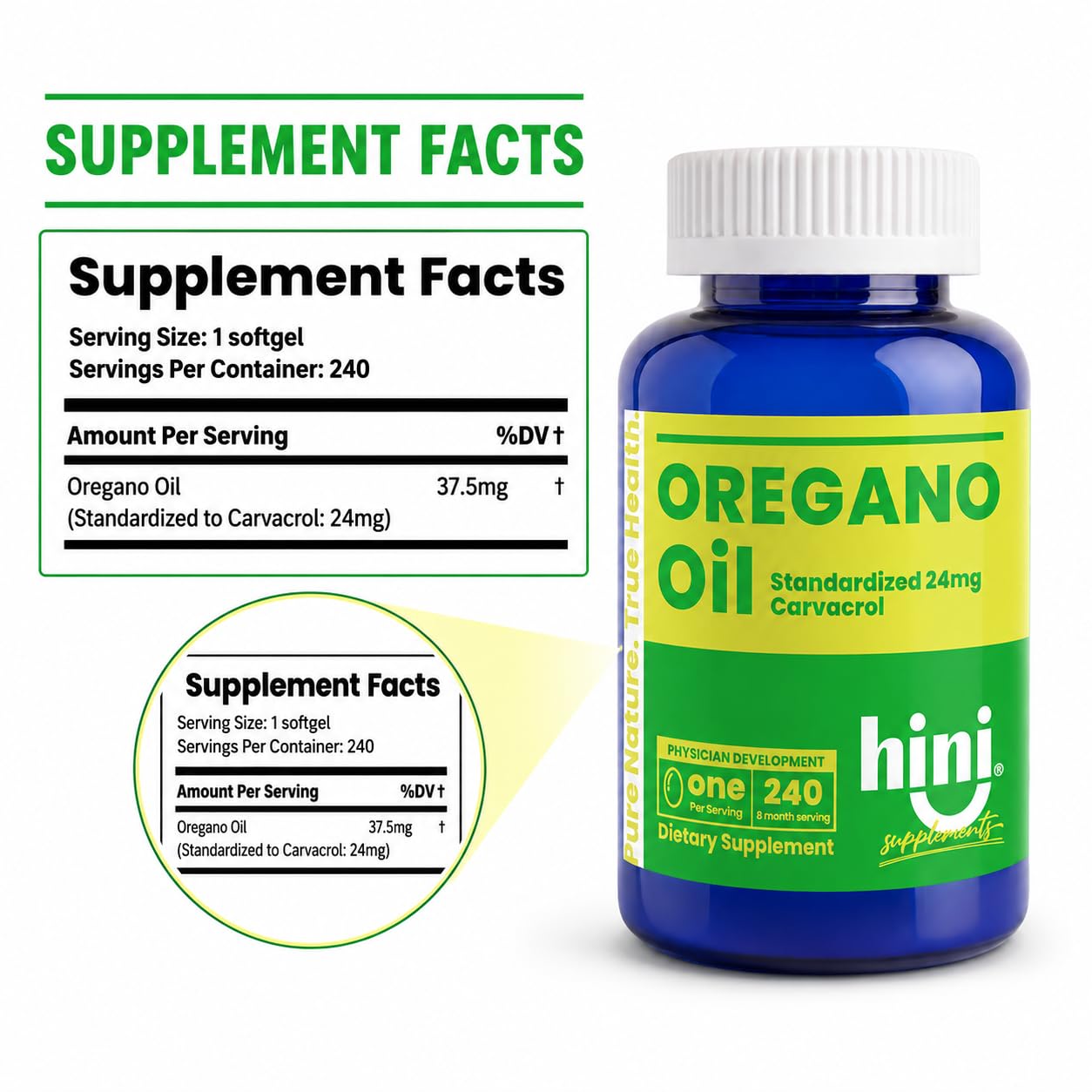 HINI Oregano Oil Softgels 240 Count