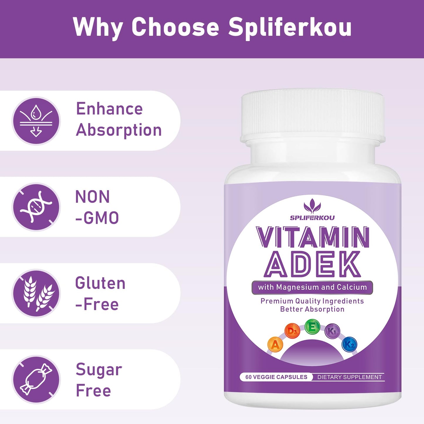 Spliferkou ADEK Vitamins Supplement Capsule, 180 Capsules