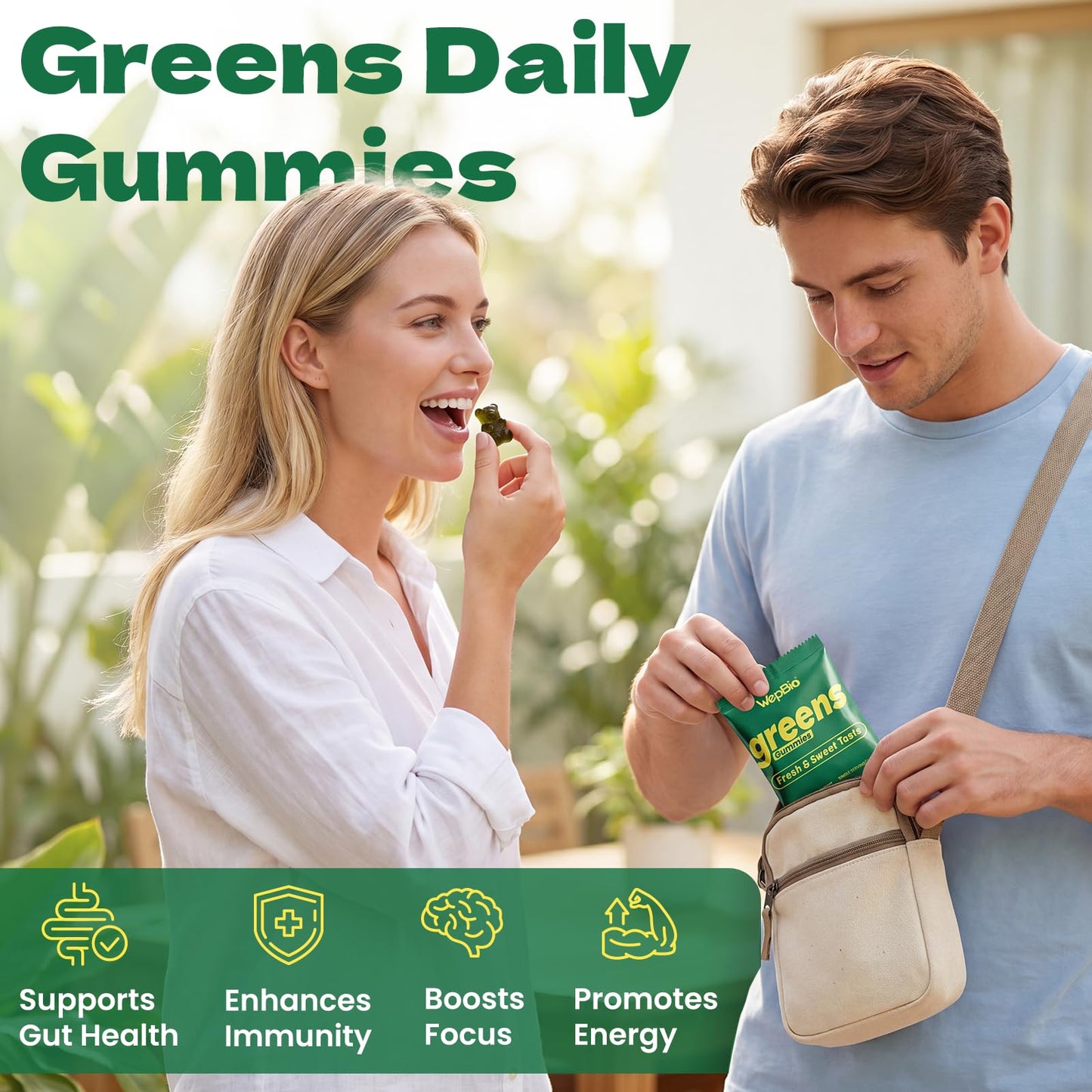 WepBio Greens Daily Gummies for Women and Men, 160 Count