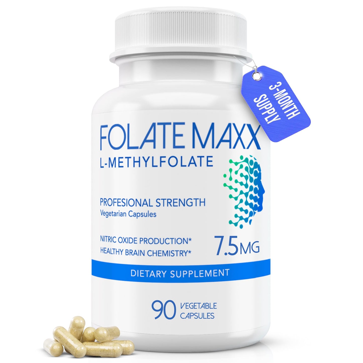 FOLATE MAXX L-Methylfolate 7.5mg Capsules, 90 Count