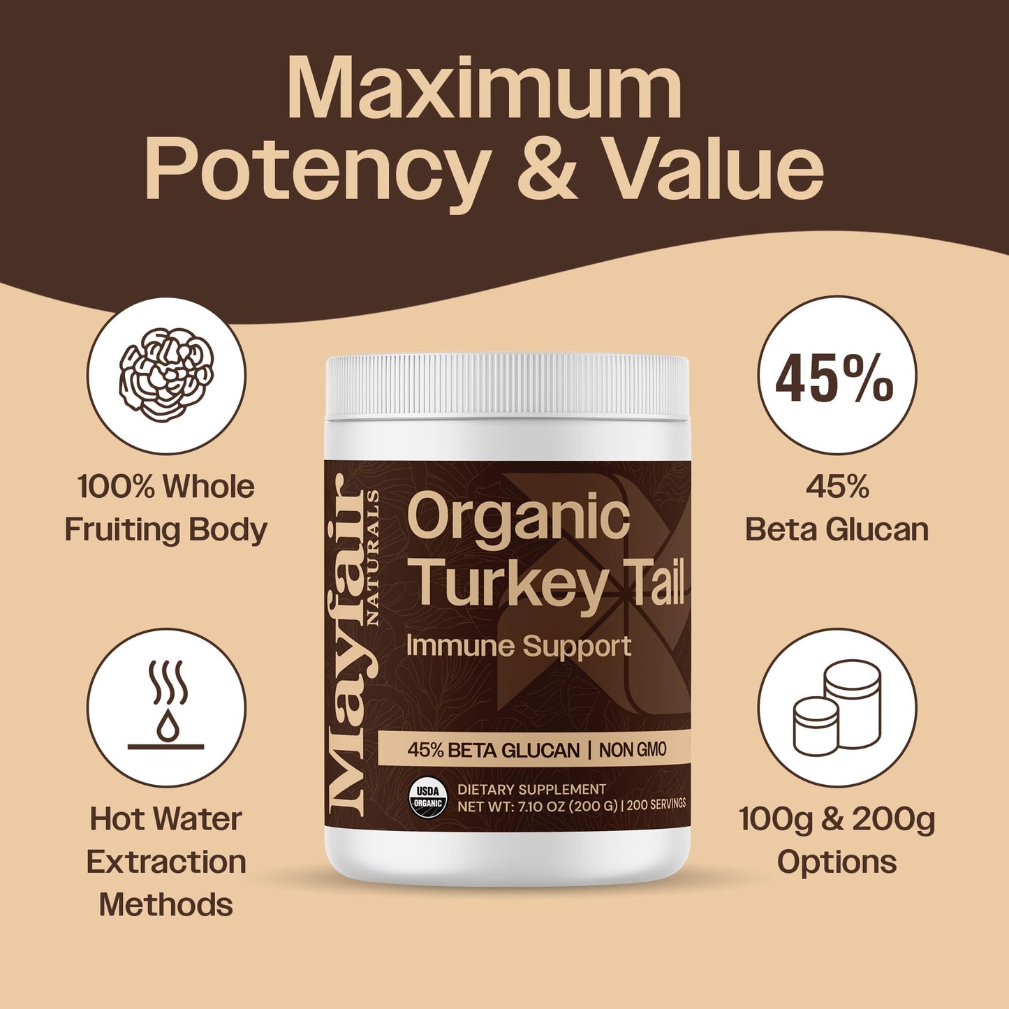 Mayfair Naturals Turkey Tail Mushroom Powder 7.1 oz