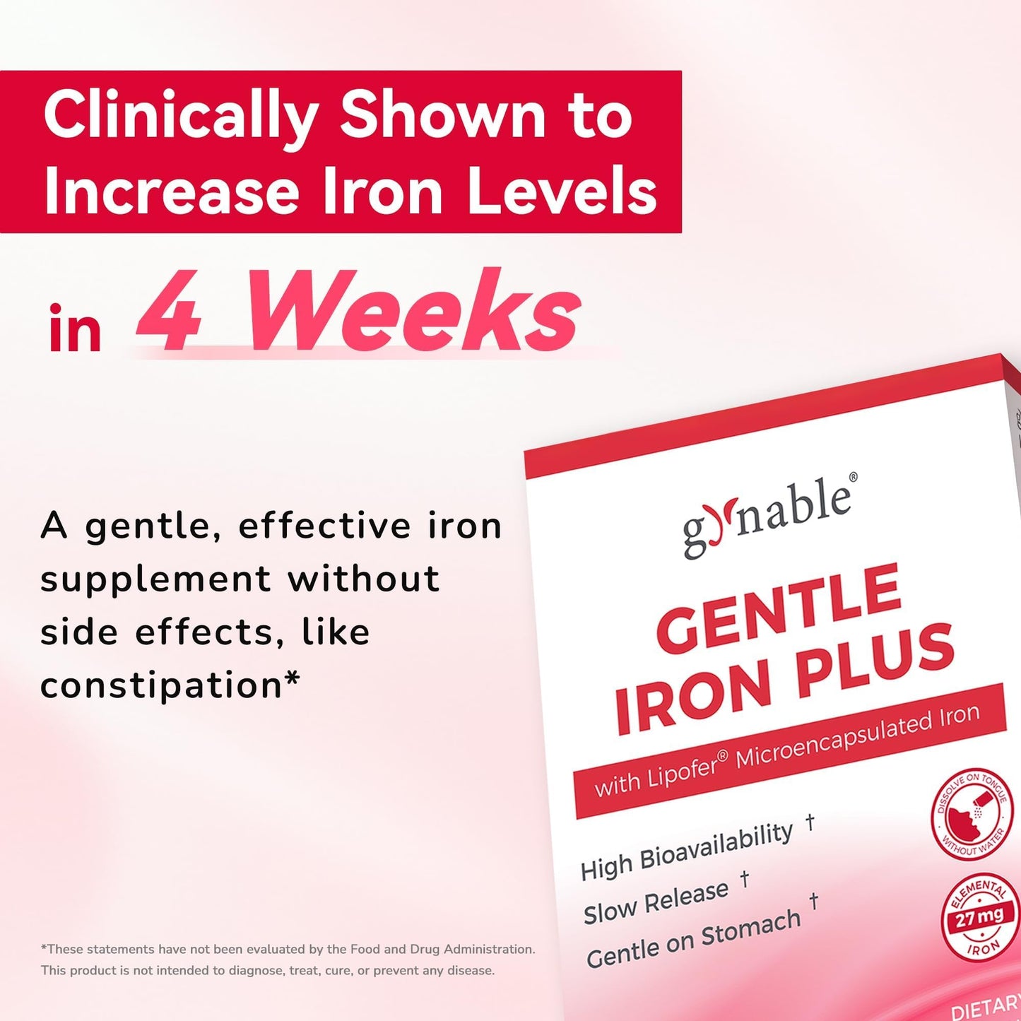 Gynable Gentle Iron Supplement for Women Powder 1.4 oz