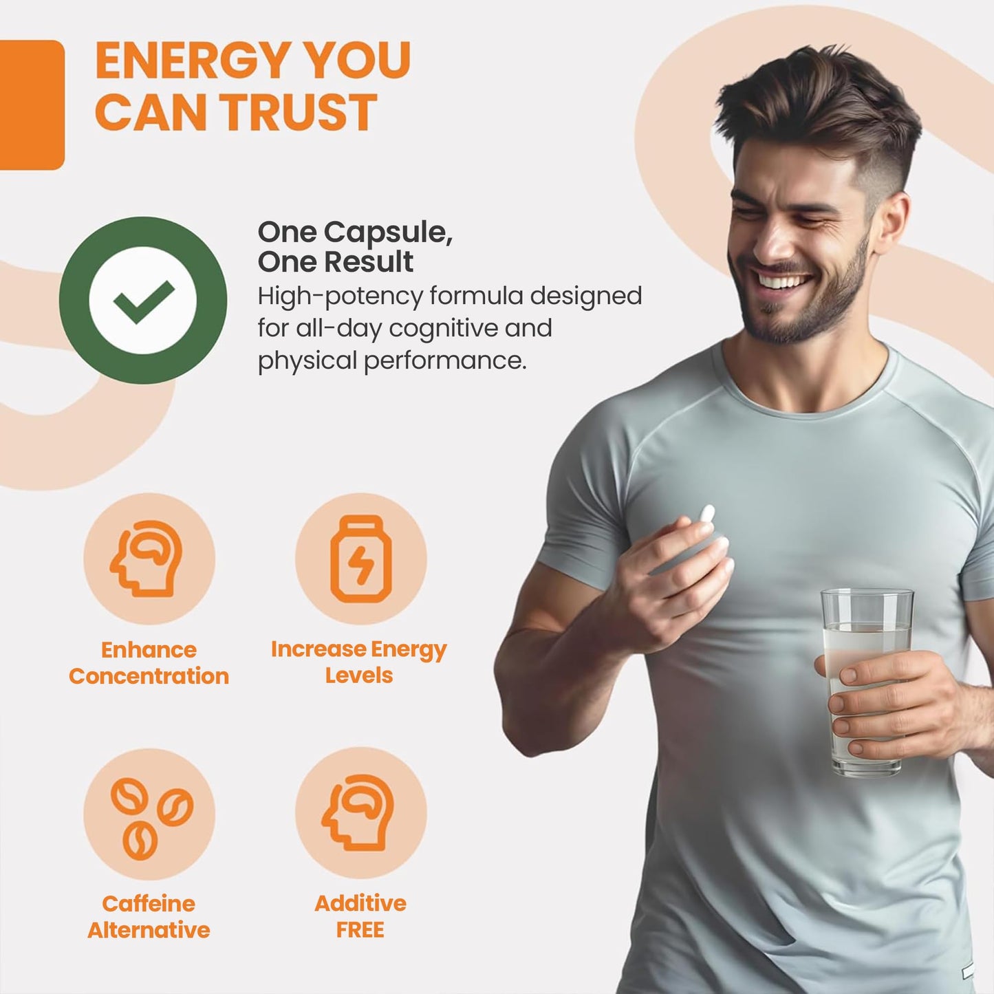 EarthNutri Theacrine Energy and Focus Supplement Capsules, 90 Capsules