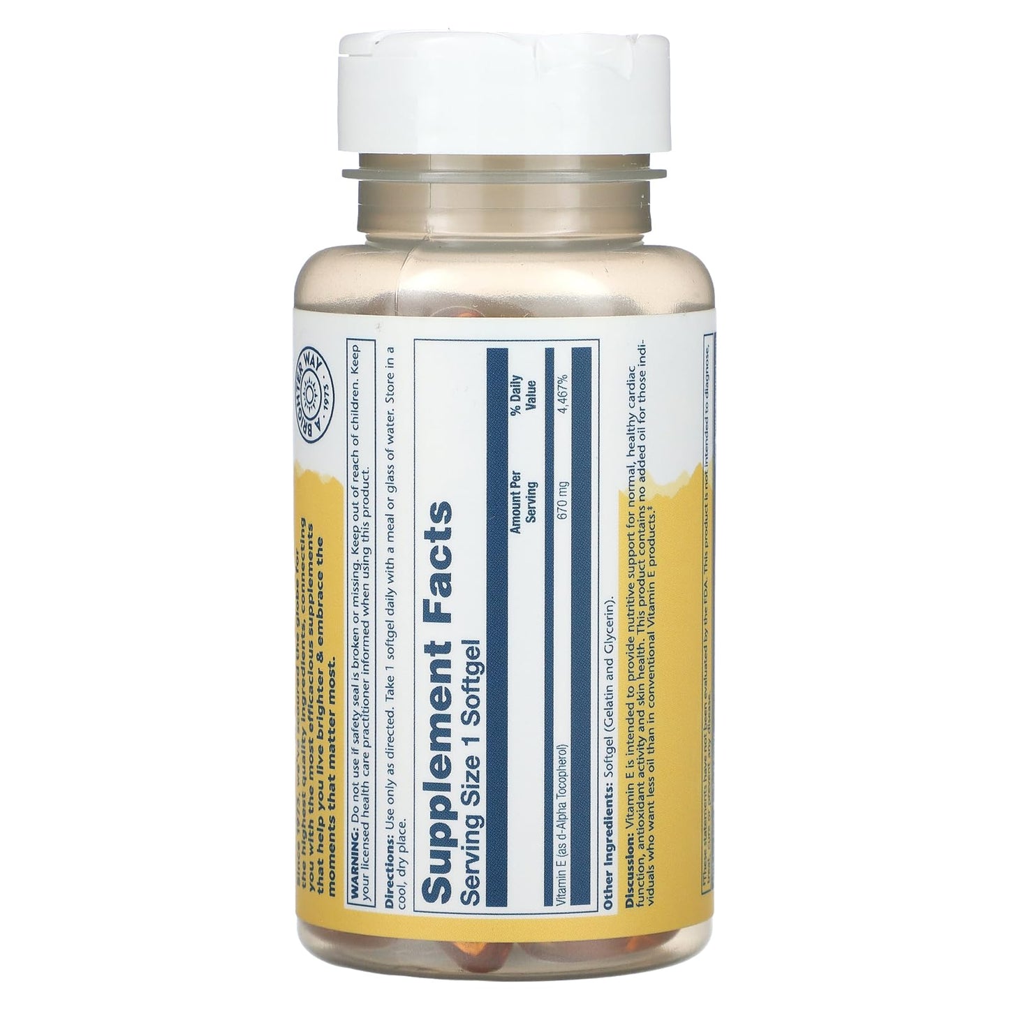Solaray Vitamin E 1000 IU Softgels, 60 Count