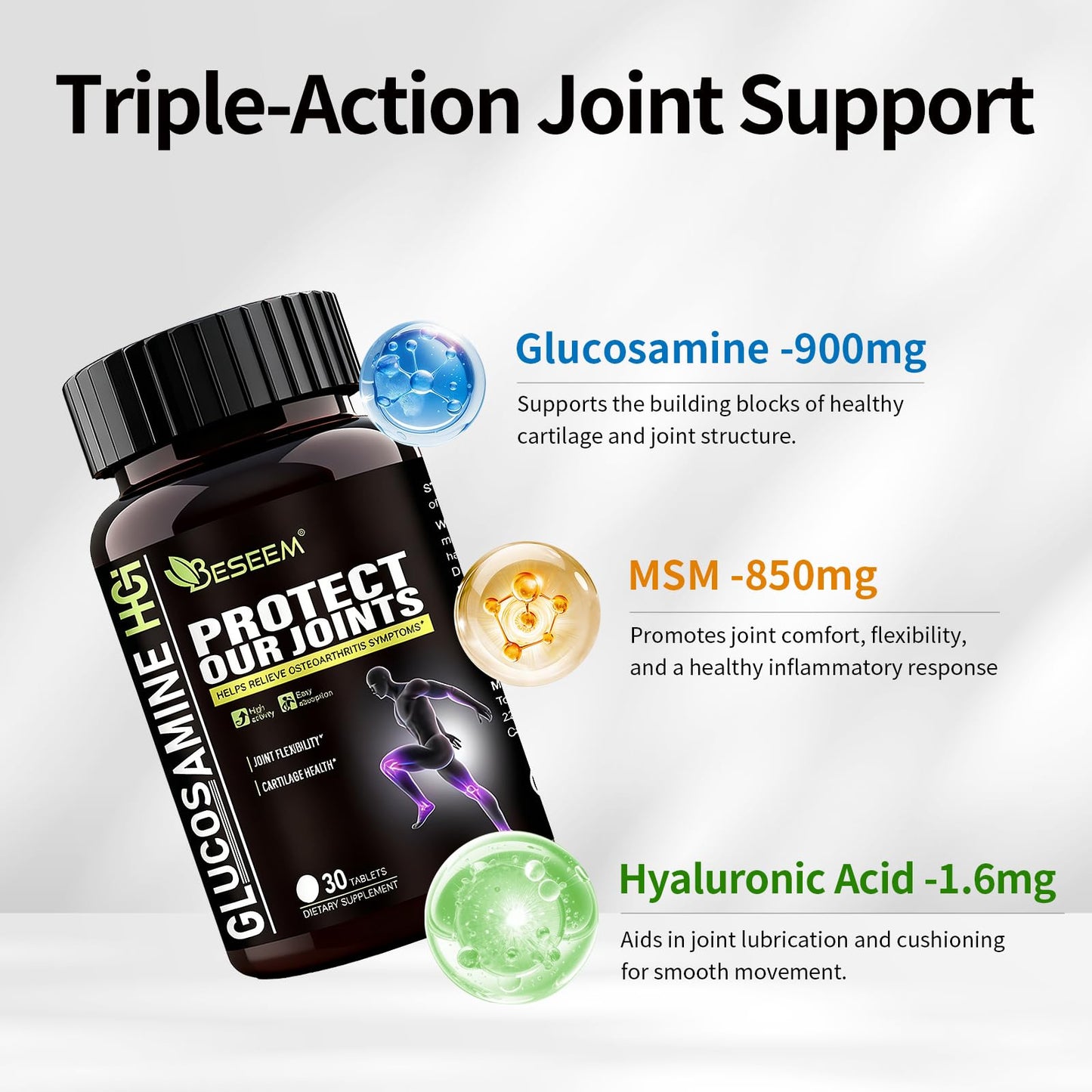 Beseem Triple-Action Joint Support Supplement Capsules 30 Count