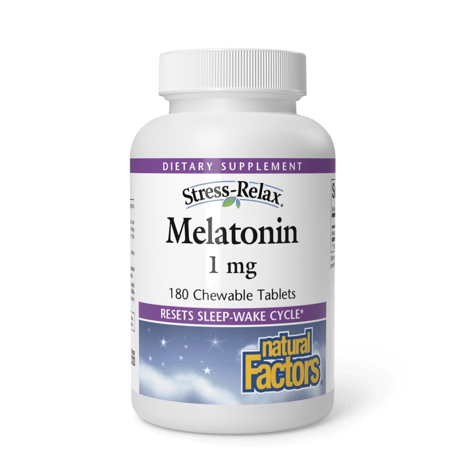 Natural Factors Stress-Relax Melatonin 1 mg Tablet, 180 Tablets