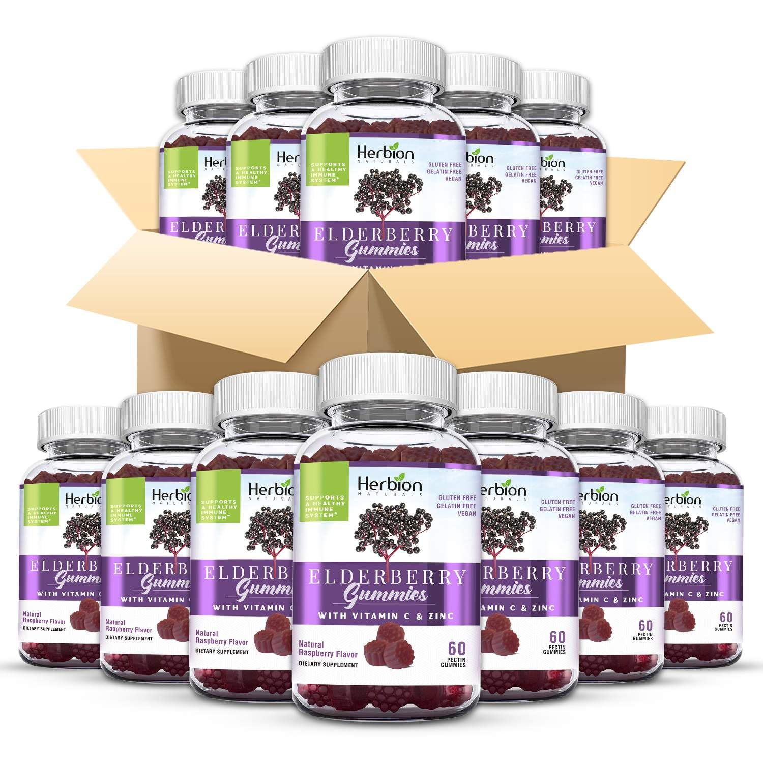 HERBION Elderberry Gummies with Vitamin C & Zinc 12 Gummies