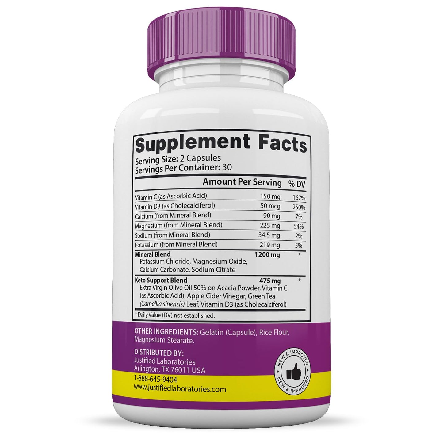 Justified Laboratories Fast Active Keto ACV Extreme 1675MG 60 Capsules