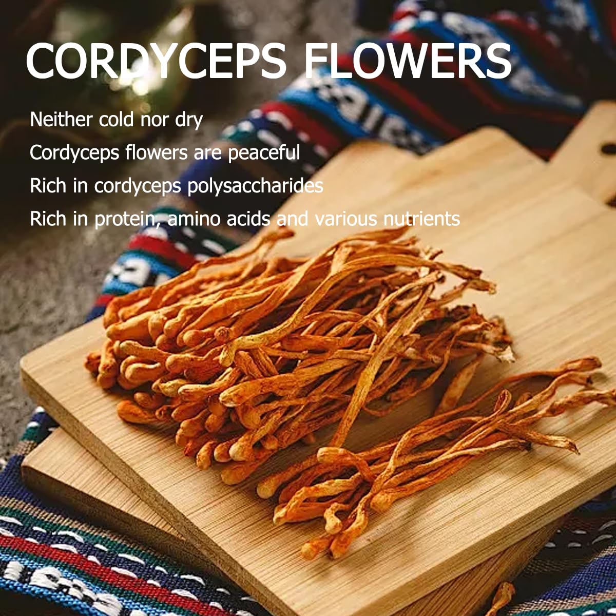 QIANPINHUI Cordyceps Flower Whole Dried Cordyceps Mushroom 6oz Tablet 1