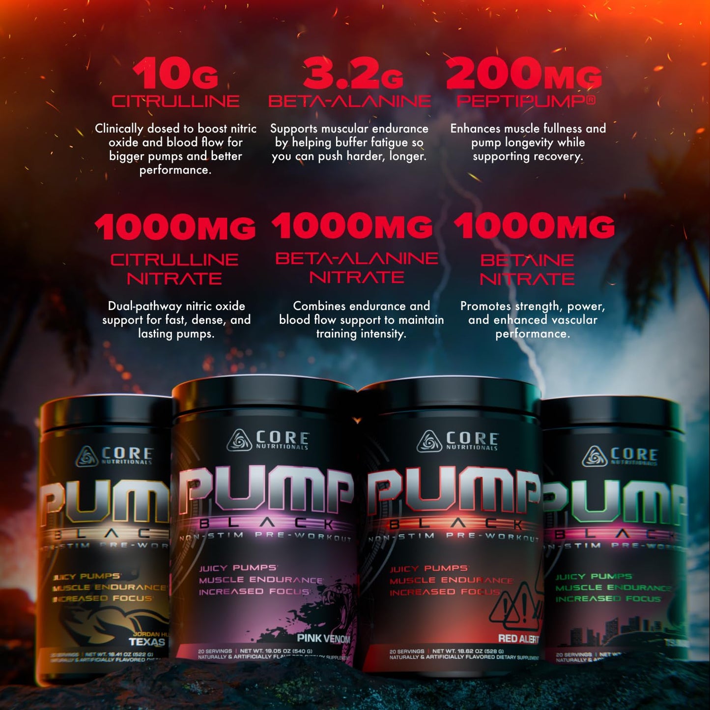Core Nutritionals Pump Black Non-Stim Pre-Workout Powder 18.6