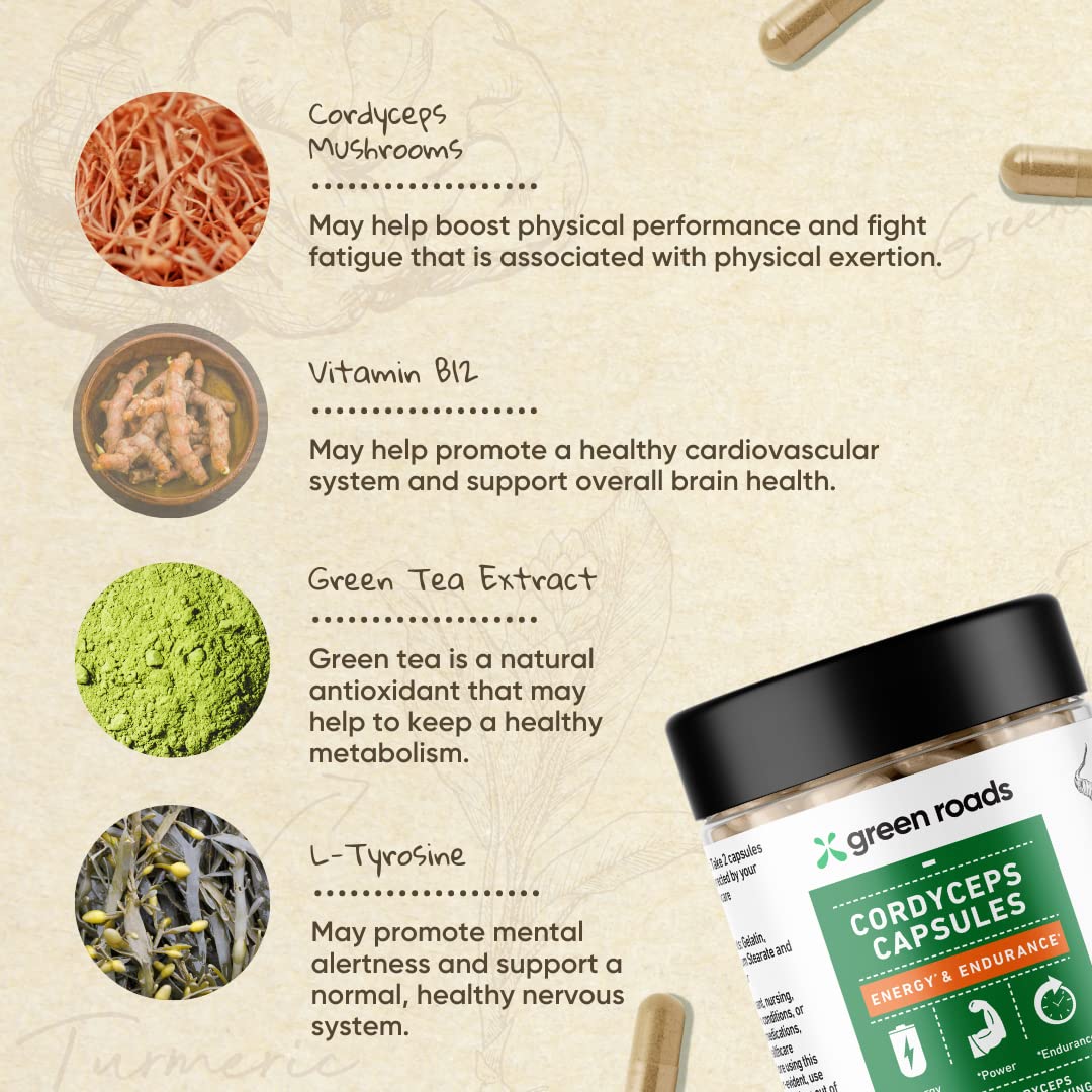 Green Roads Cordyceps Energy & Endurance Mushroom Capsule 1 Count