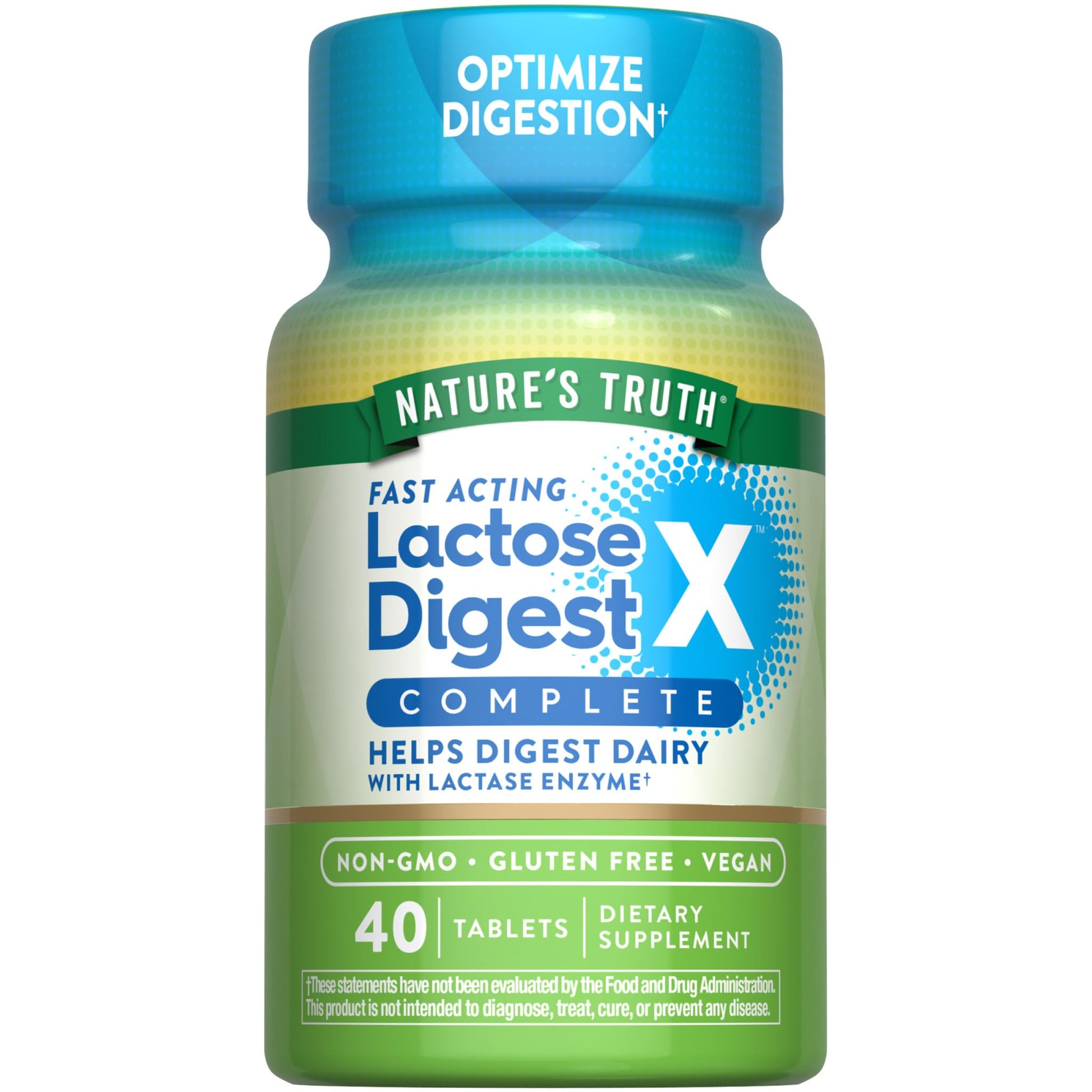 Nature's Truth Lactose Digest Tablets with Lactase Enzyme, Vegan, Non-GMO & Gluten Free, 40 Count