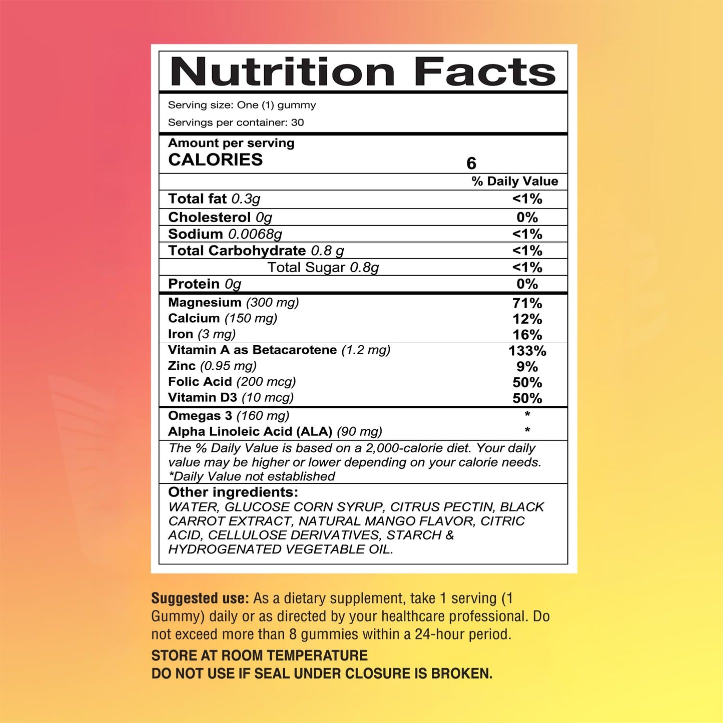 SCOTT'S EMULSION Omega-3 Gummies for Kids Mango Flavor, Fish Oil + Iron, Immune Support & Brain Health, 30 Gummies