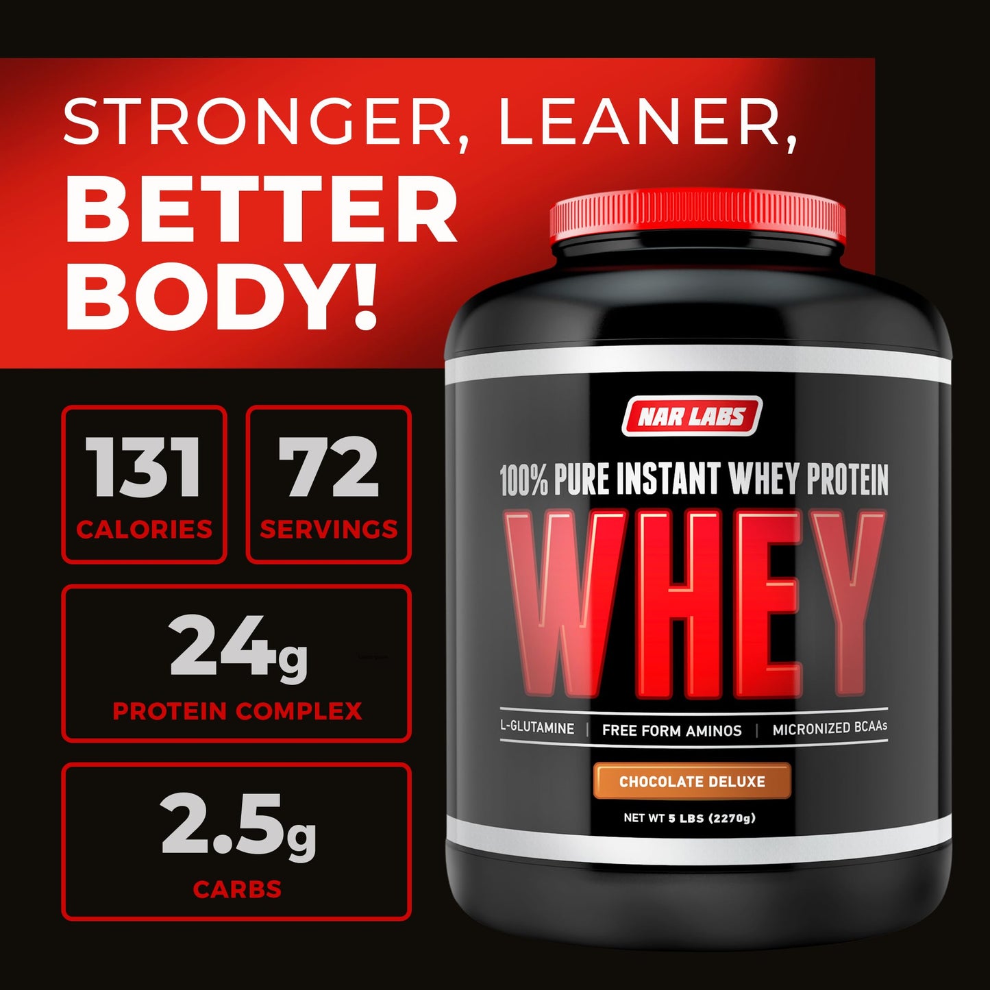NAR LABS Pure Instant Whey Protein Powder, 5 lb, 80 Servings
