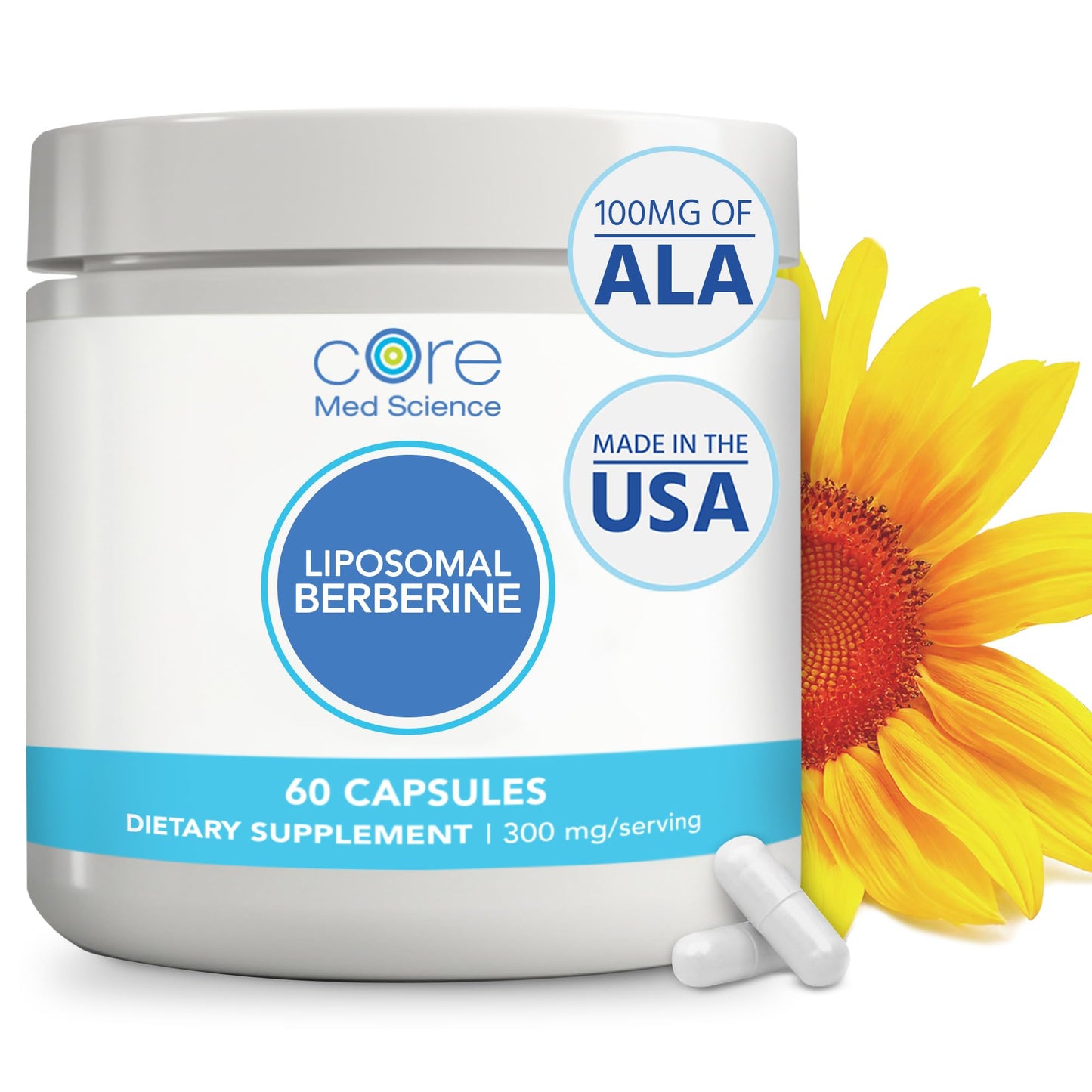 Core Med Science Liposomal Berberine Supplement 300mg Capsules, 60 Capsules