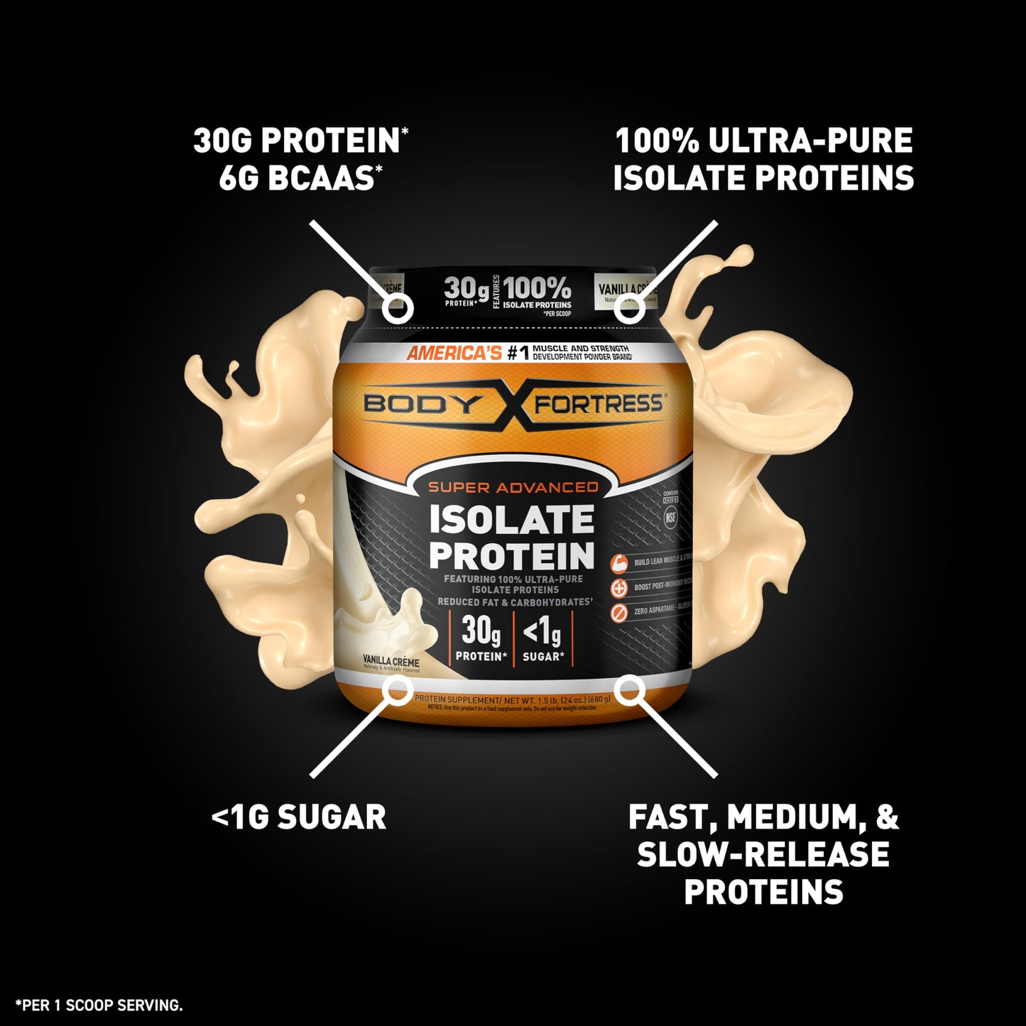 Body Fortress Super Advanced Isolate Protein Powder 24 Servings