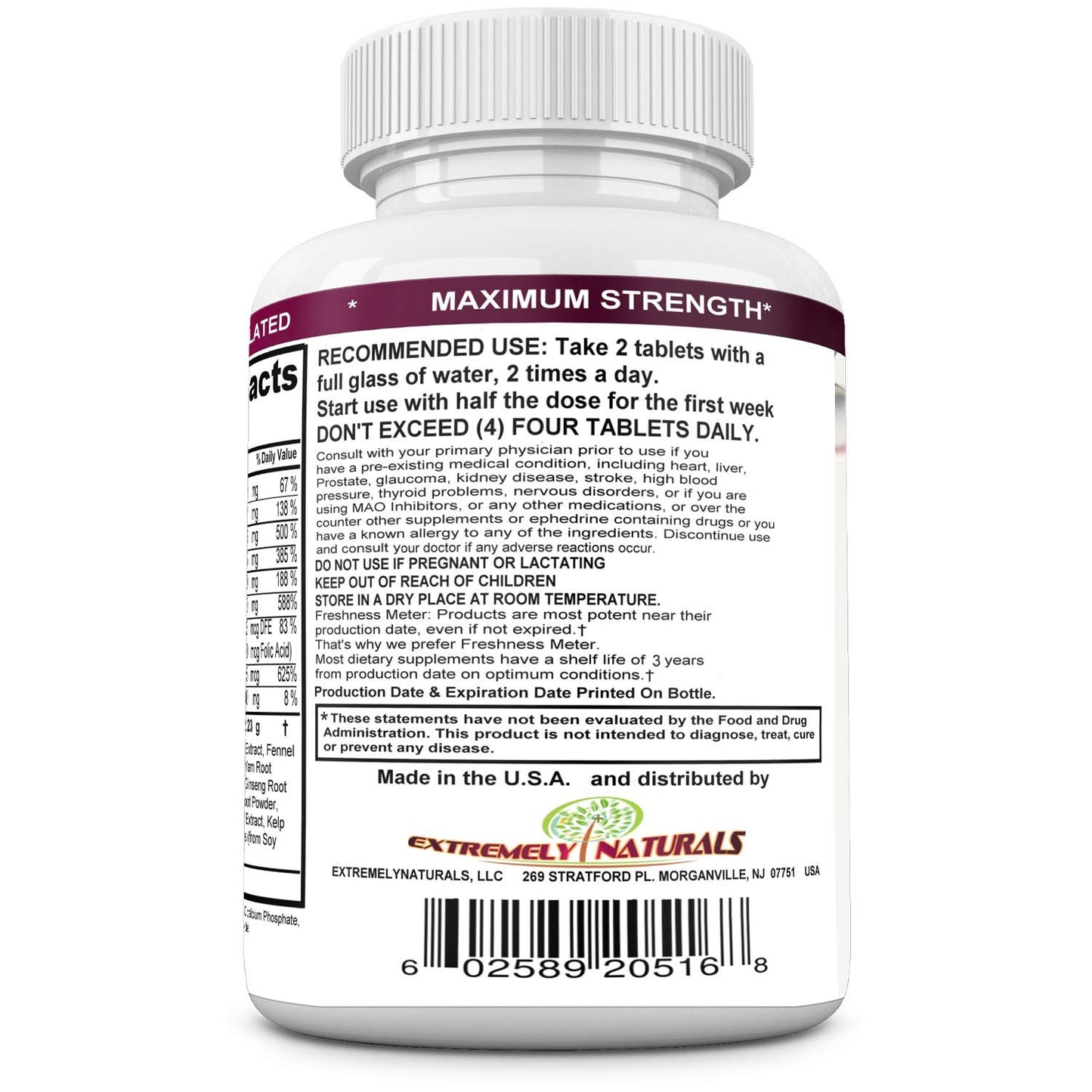 EXTREMELY NATURALS Butt and Bust Natural Breast & Butt Augmentation and Enlargement Pills, 60 Tablets