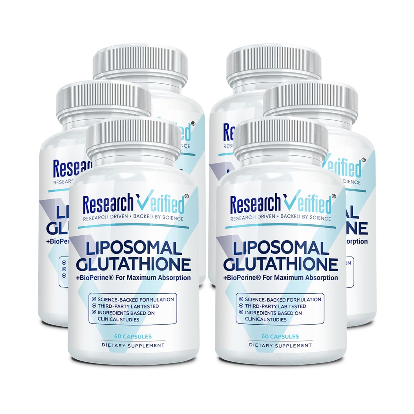 Research Verified Glutathione Liposomal Glutathione 500mg with Phospholipid Complex, Vitamin C, Bioperine, Vegan, 360 Capsules