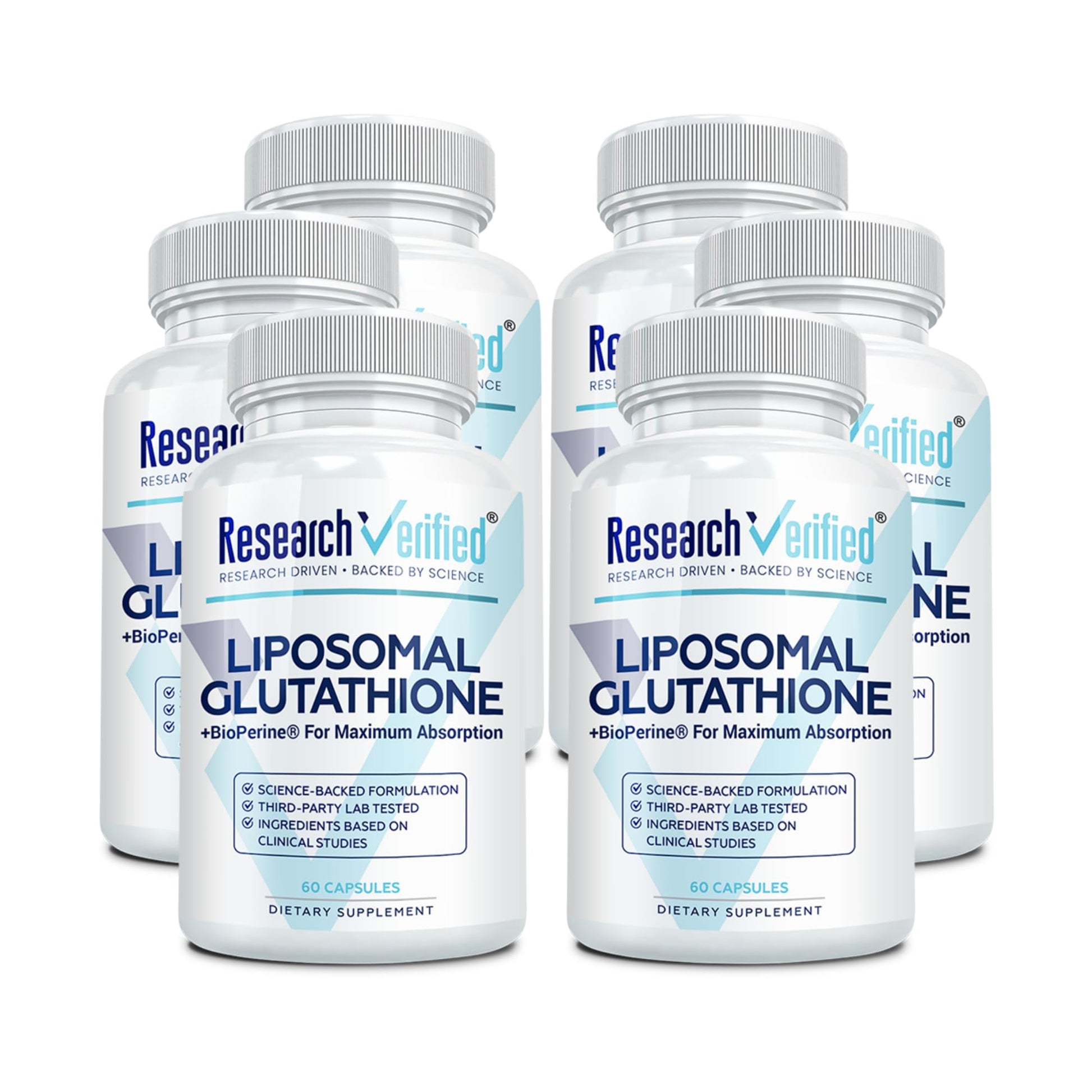 Research Verified Glutathione Liposomal Glutathione 500mg with Phospholipid Complex, Vitamin C, Bioperine, Vegan, 360 Capsules