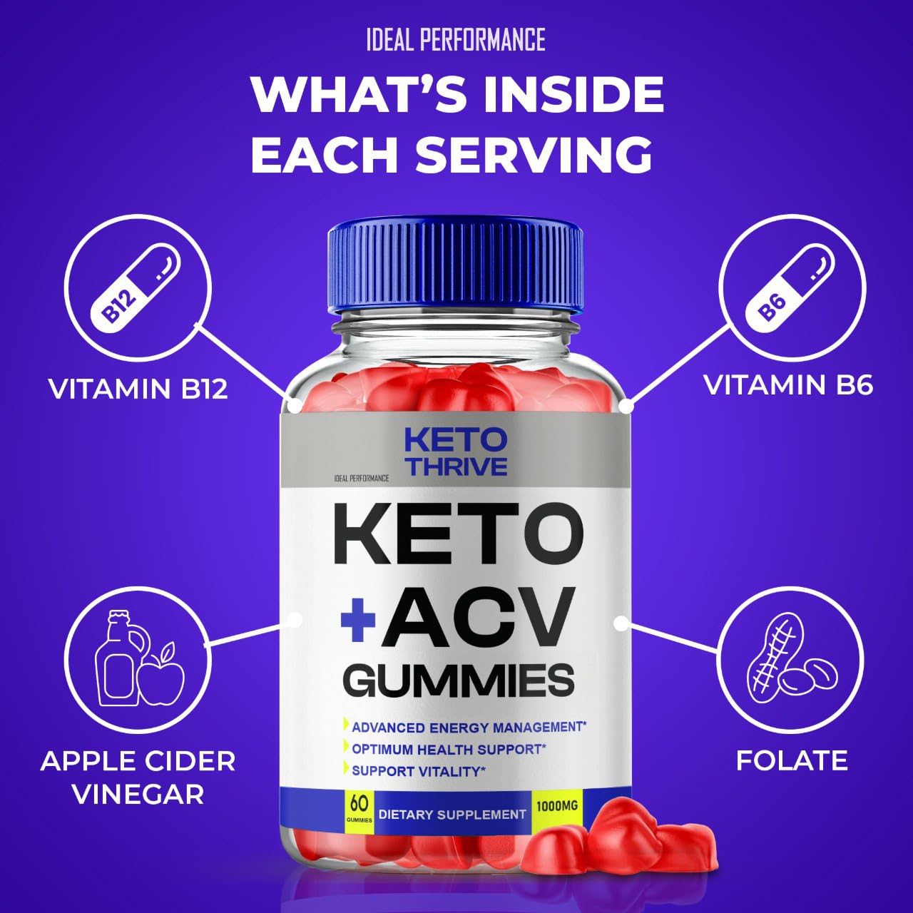 IDEAL PERFORMANCE Keto Thrive ACV Gummies 60 Count