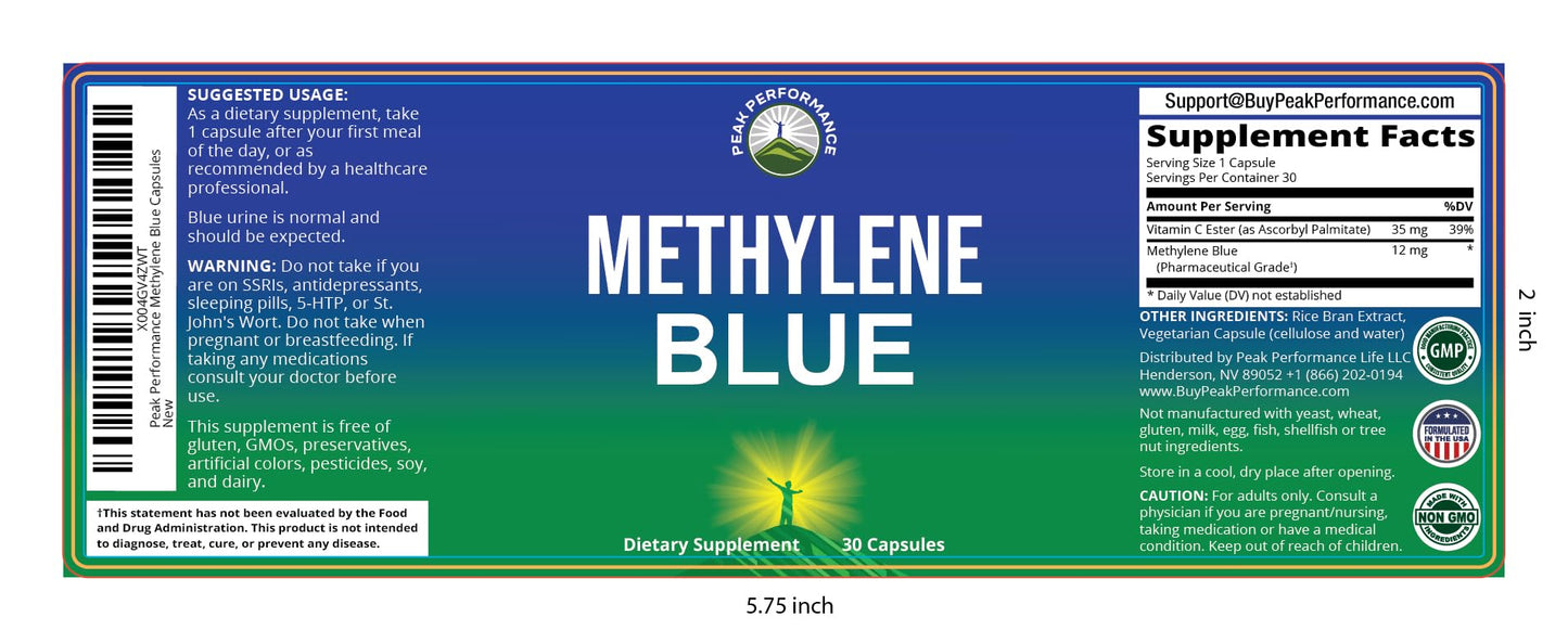 Peak Performance Methylene Blue Capsule 30 Count