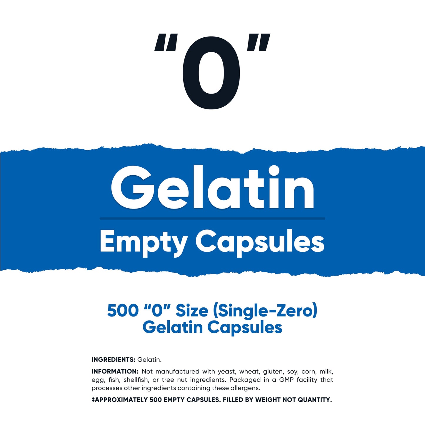 Nutricost Empty Gelatin Capsules Size 0, 500 Capsules