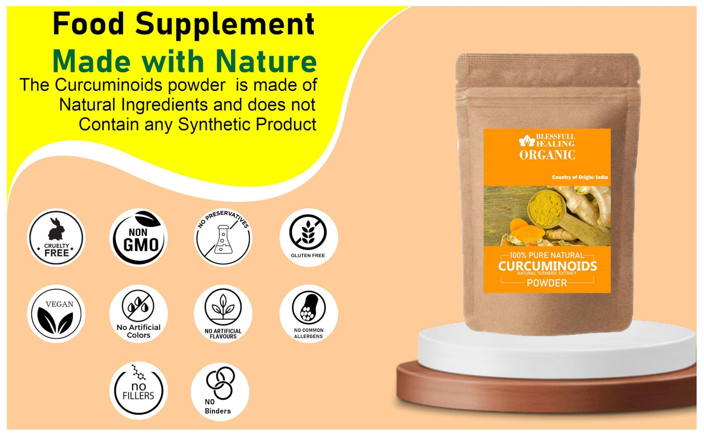 Blessfull Healing Organic Curcuminoids Powder, 300 Gram