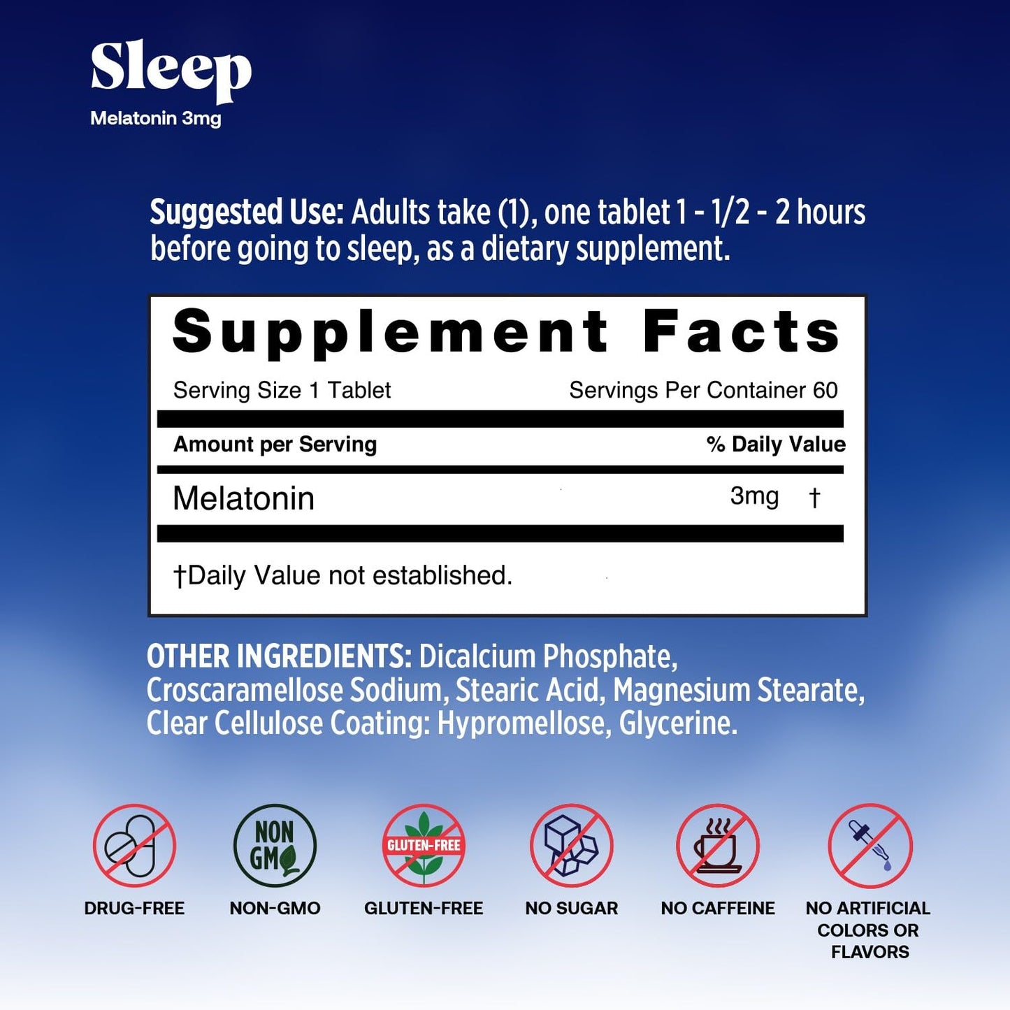 Basic Brands Sleep Melatonin 3mg Tablet, 60 Tablets