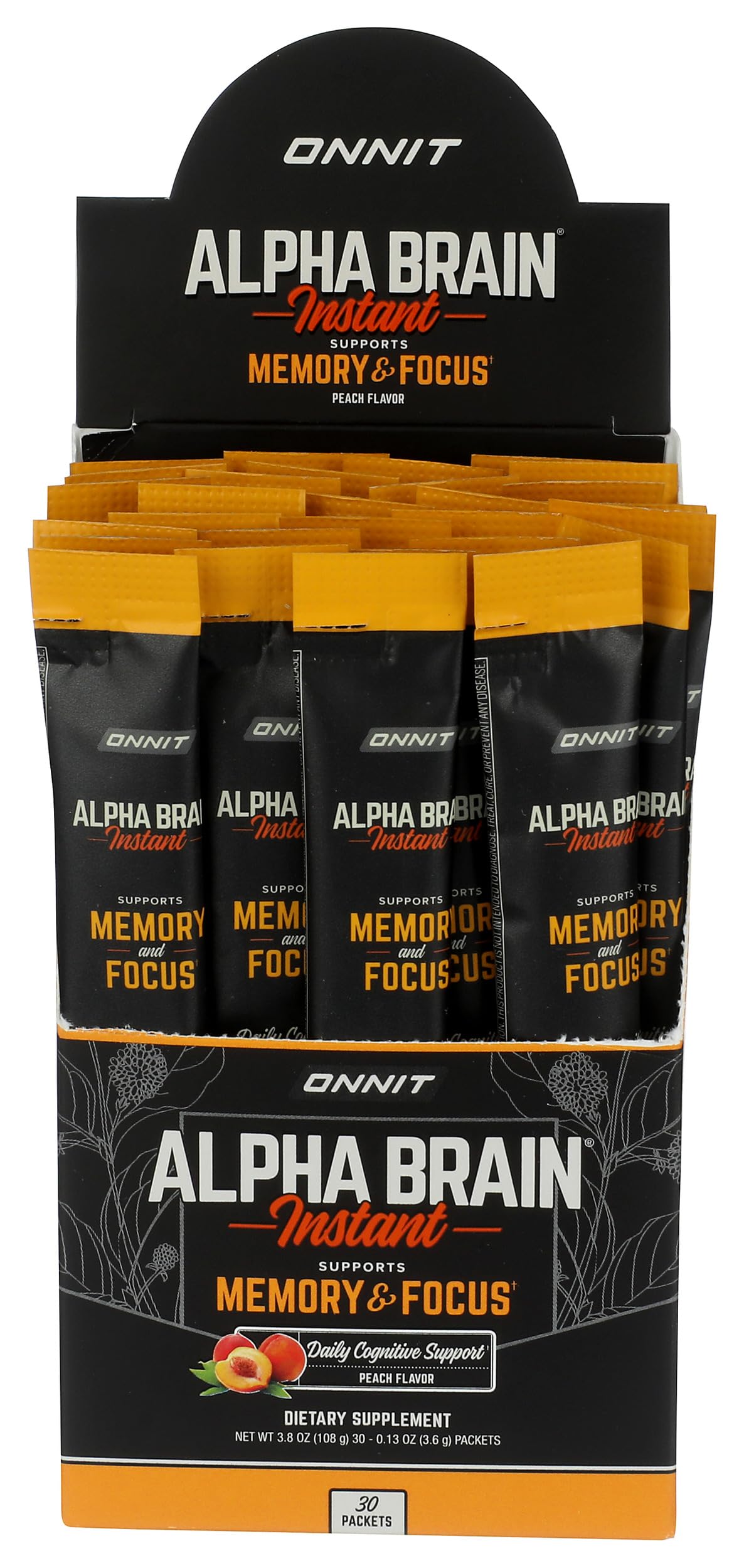 ONNIT Alpha Brain Instant Peach Powder 0.13 oz