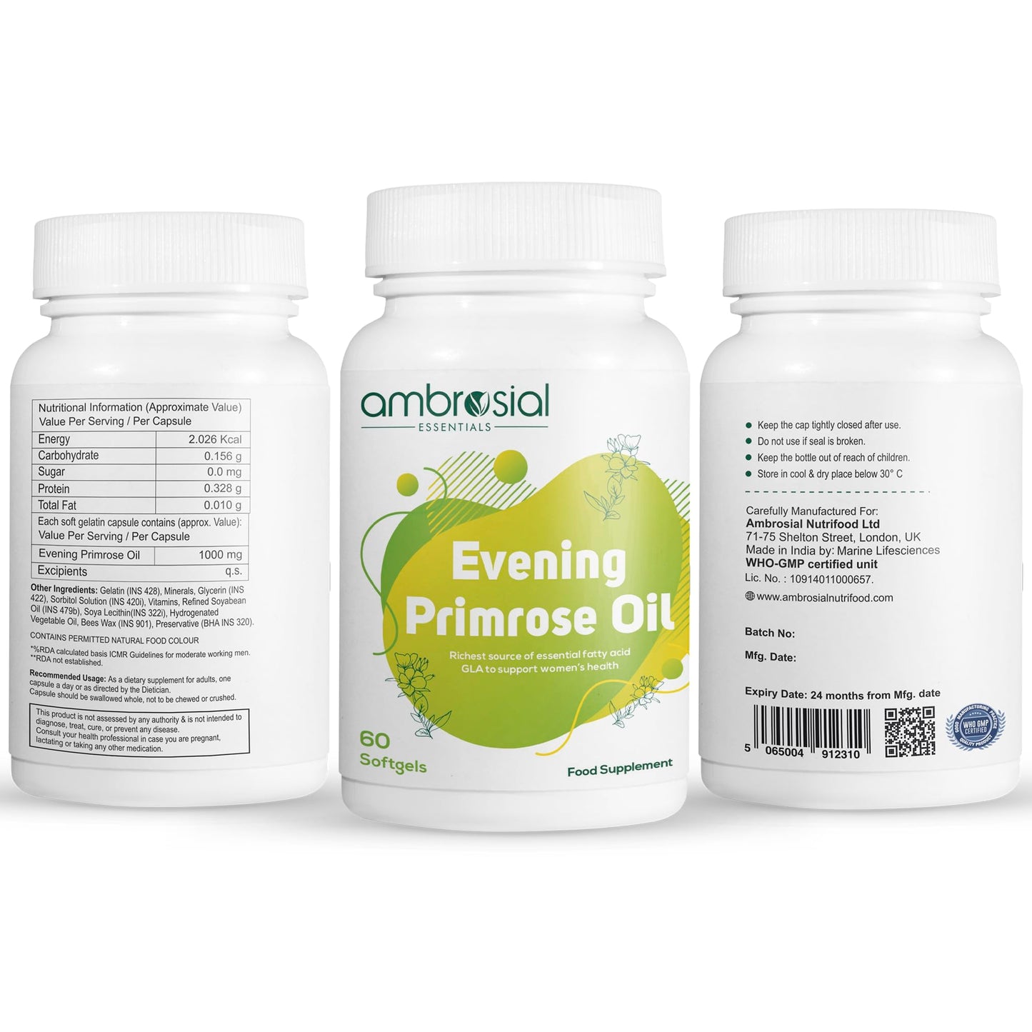 AMBROSIAL Evening Primrose Oil 1000mg Capsule, 120 Capsules