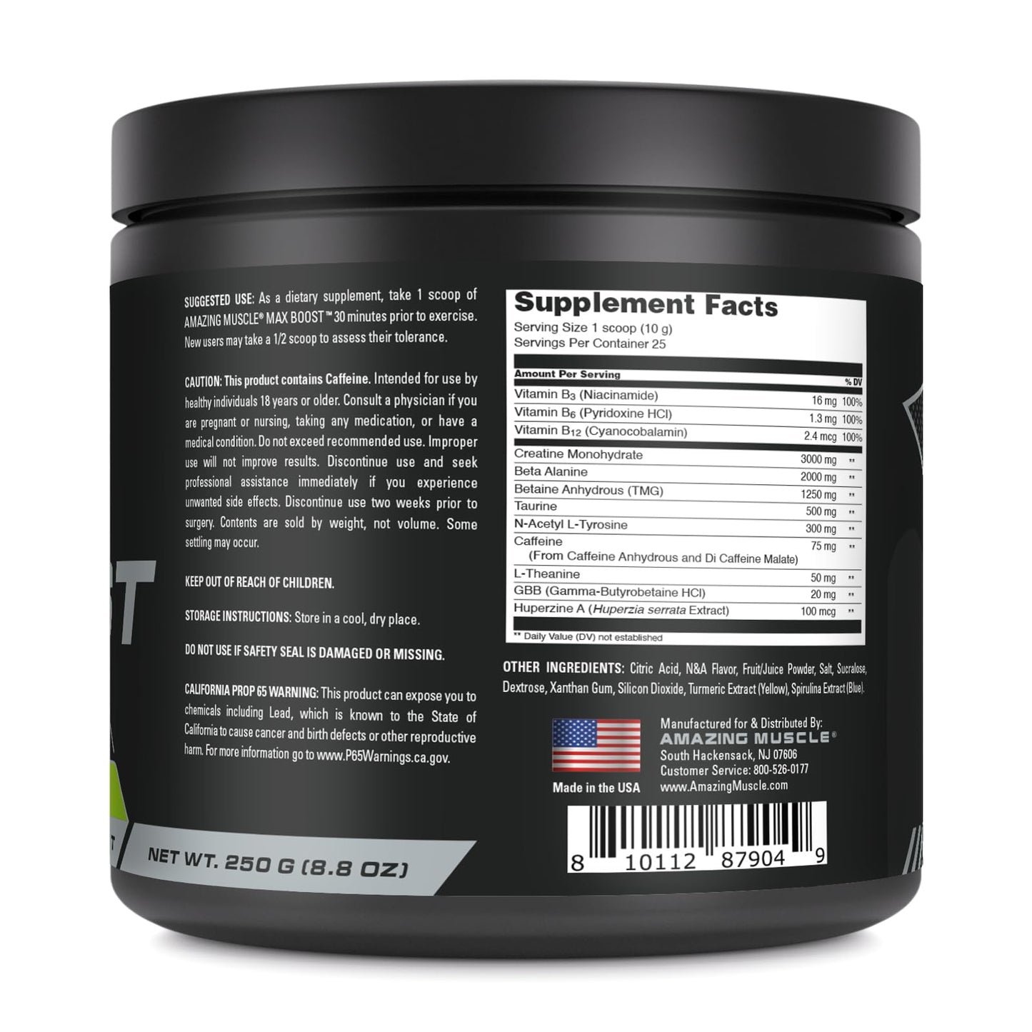 Amazing Muscle Max Boost Pre-Workout Powder, 8.8 Ounce