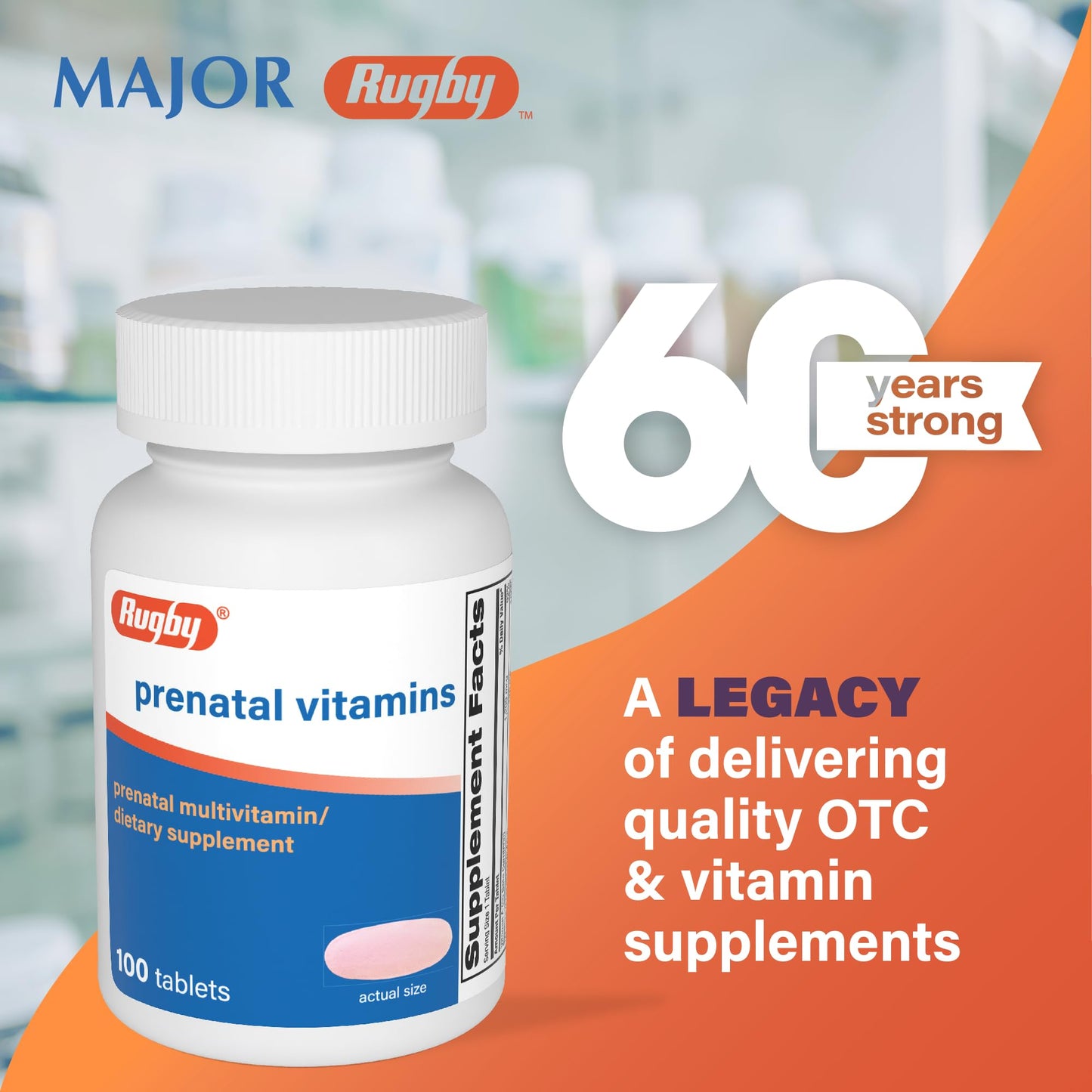 RUGBY LABORATORIES Prenatal Vitamins Multiple Vitamin and Mineral Supplement 300 Tablets