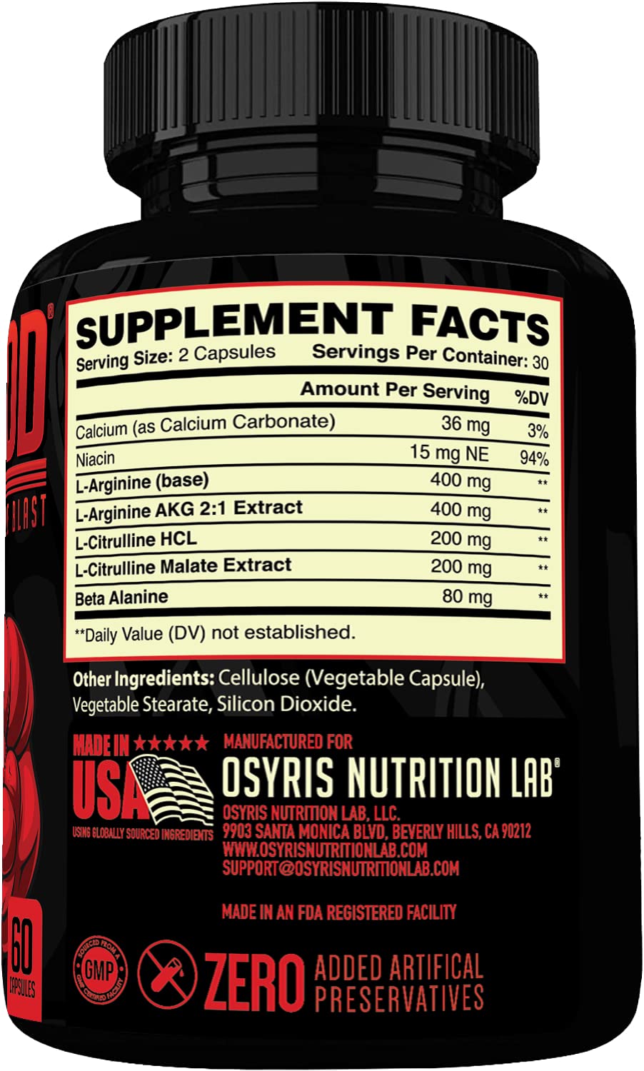 ONL Bull Blood Nitric Oxide Supplements for Men Capsules 60 Count